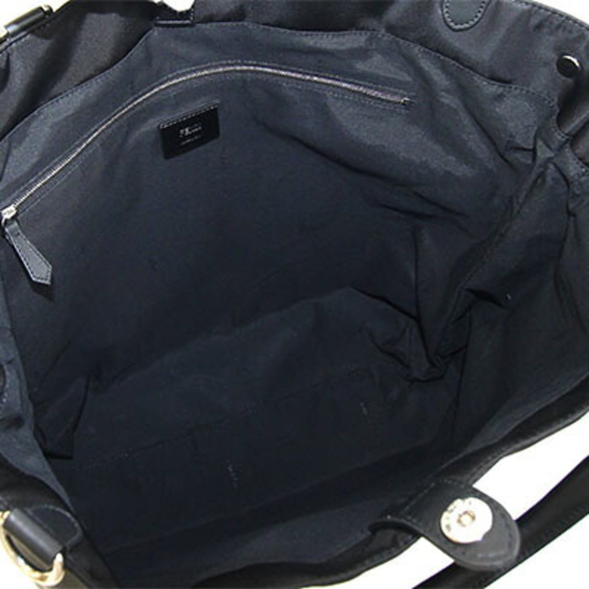 Fendi Black Nylon Leather Handbag Tote Bag (Pre-Owned)
