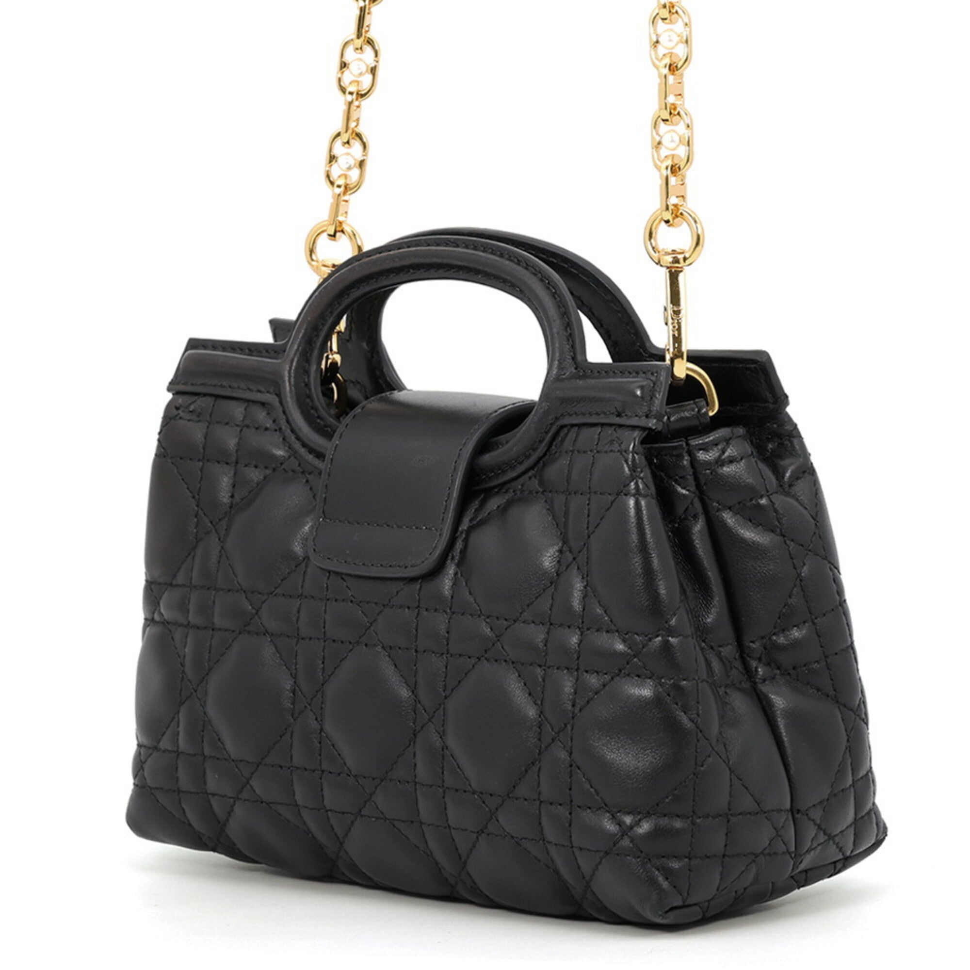 Christian Dior Black Leather Handbag Shoulder Bag (Pre-Owned)