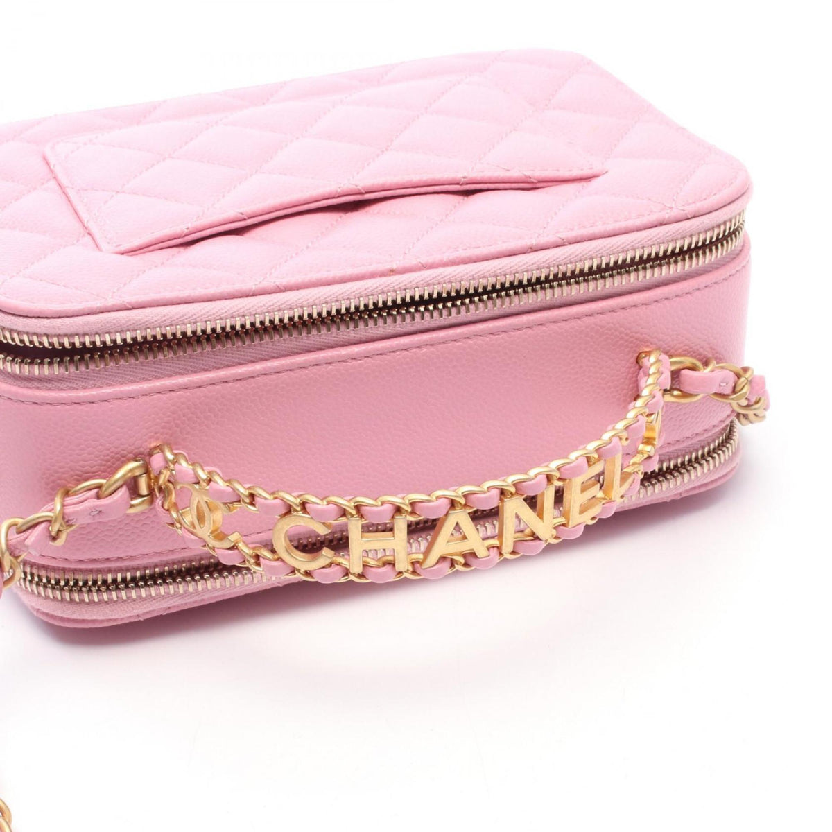 Chanel Pink Grained Calfskin Handbag Shoulder Bag Vanity Bag (Pre-Owned)