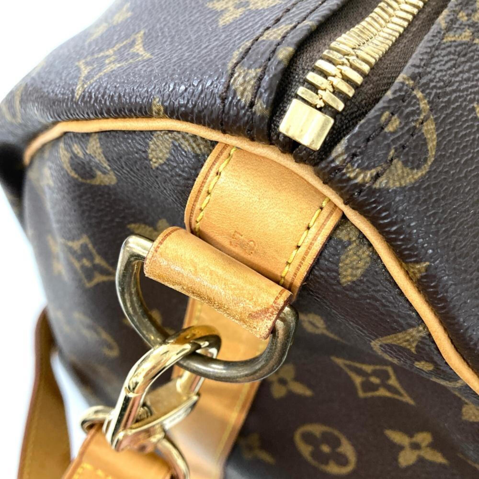 Louis Vuitton Brown Monogram Canvas Leather Boston Bag (Pre-Owned)