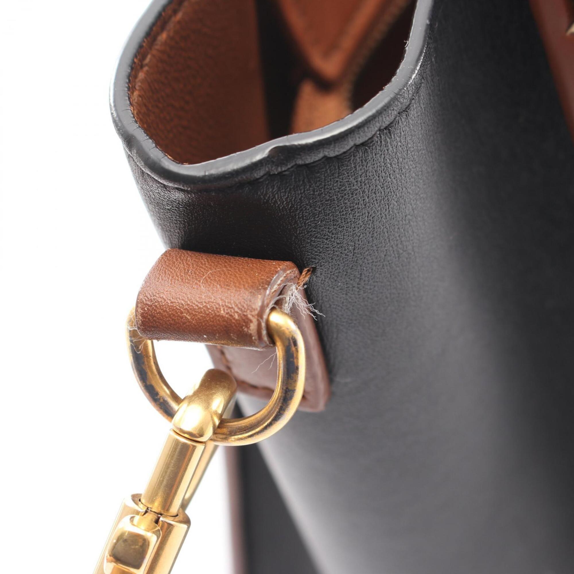 Celine Black Brown Ivory Leather Handbag (Pre-Owned)