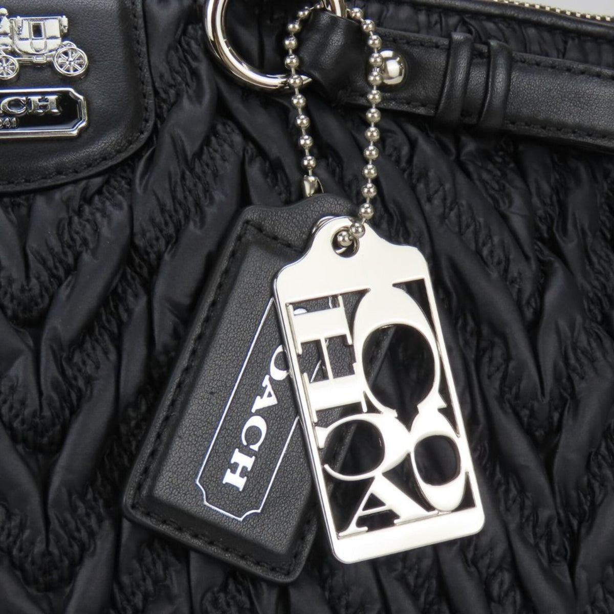 Coach Black Nylon Leather Handbag (Pre-Owned)