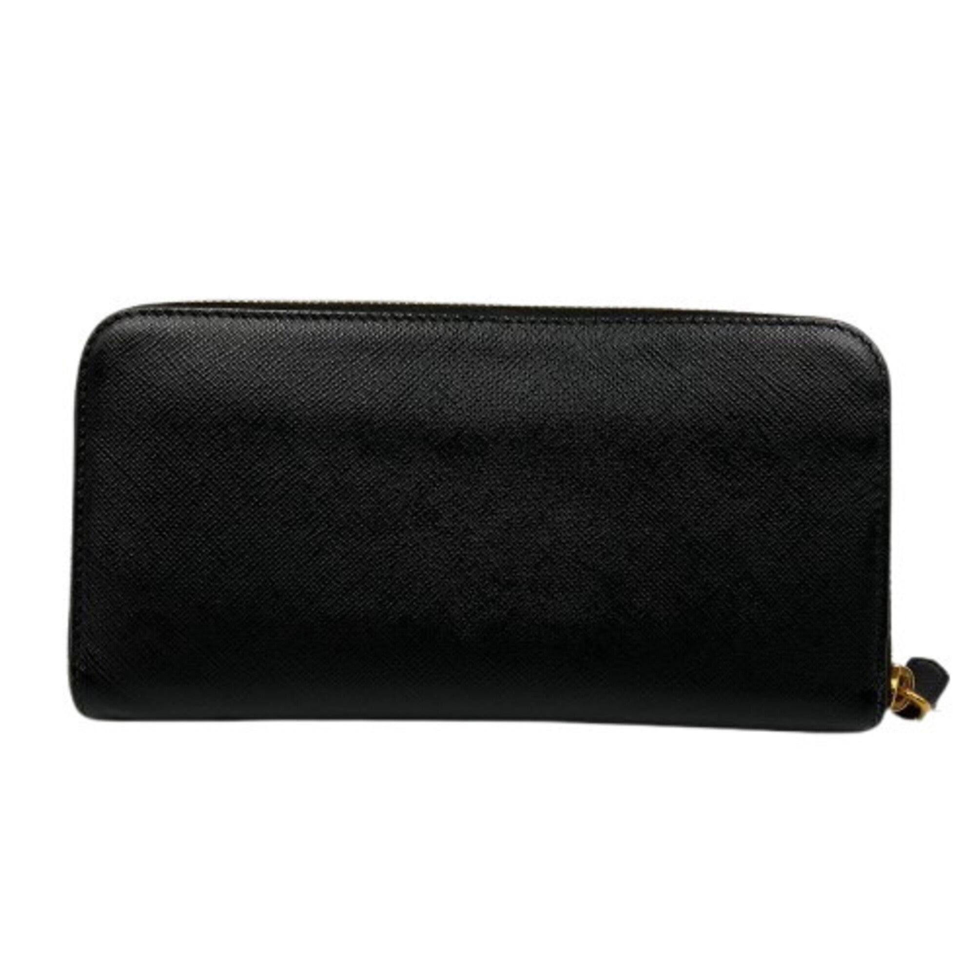 Prada Black Leather Long Wallet (Bi-Fold) (Pre-Owned)