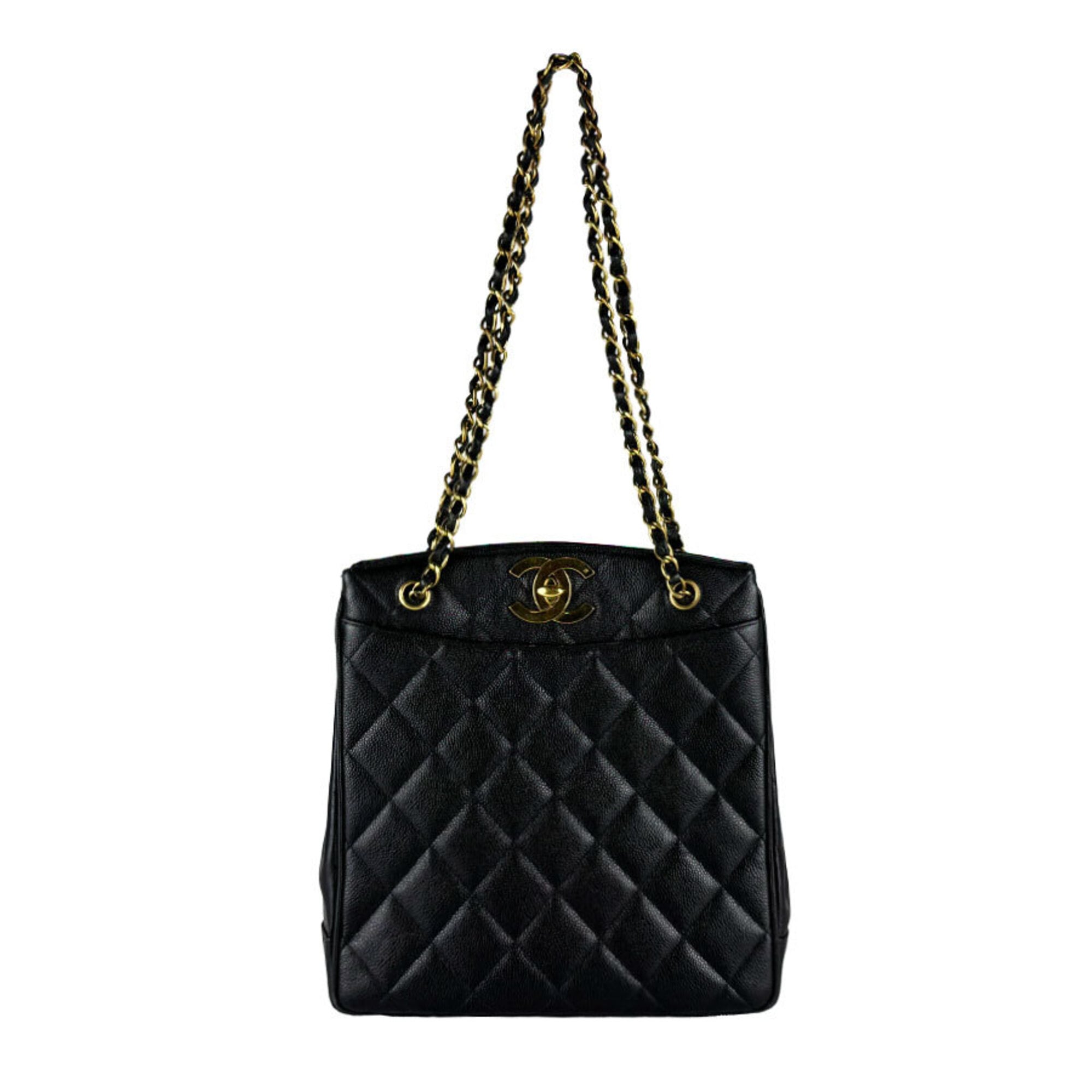 Chanel Black Grained Calfskin Shoulder Bag (Pre-Owned)