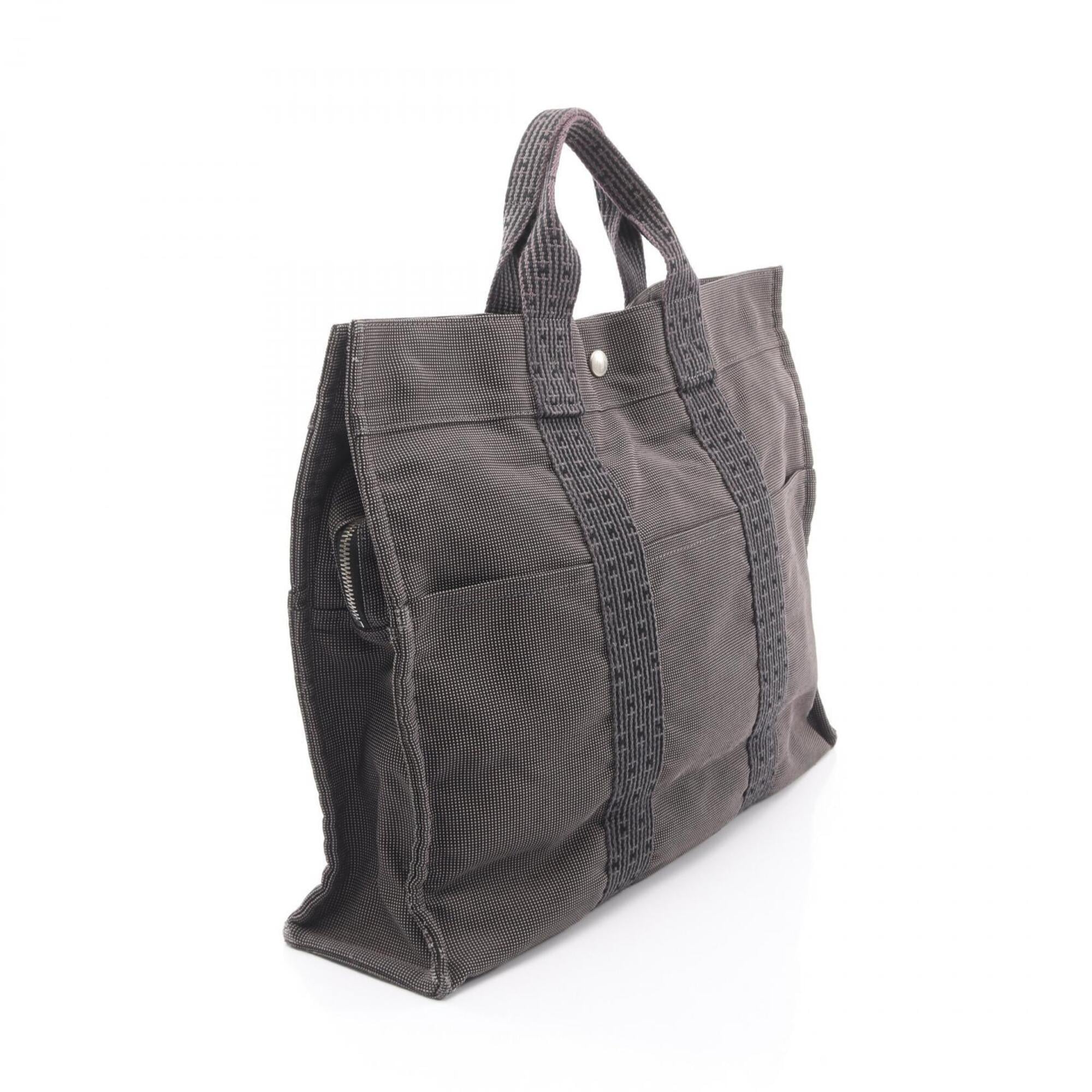 Hermes Gray Nylon Canvas Handbag Tote Bag (Pre-Owned)