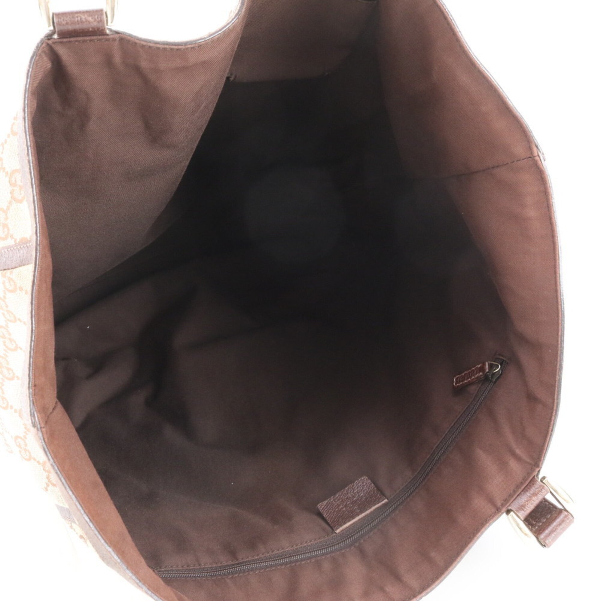 Gucci Brown Leather Canvas Shoulder Bag Tote Bag (Pre-Owned)