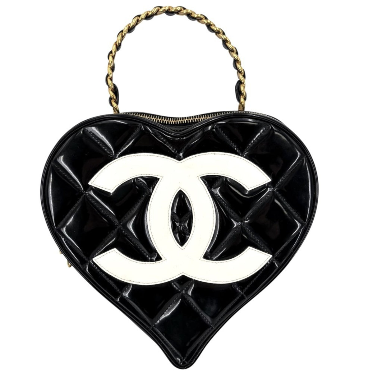 Chanel Matelasse Black Patent Leather Handbag (Pre-Owned)