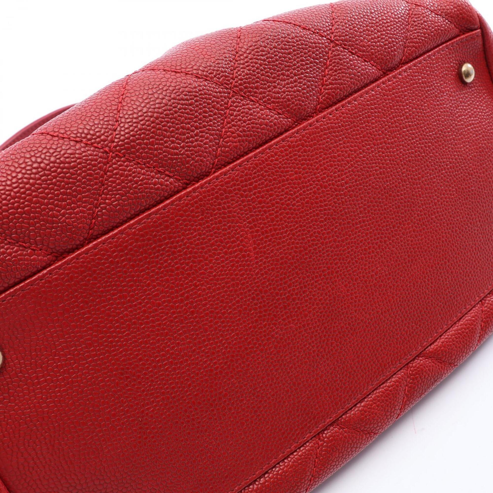 Chanel Red Color Grained Calfskin Handbag Shoulder Bag (Pre-Owned)