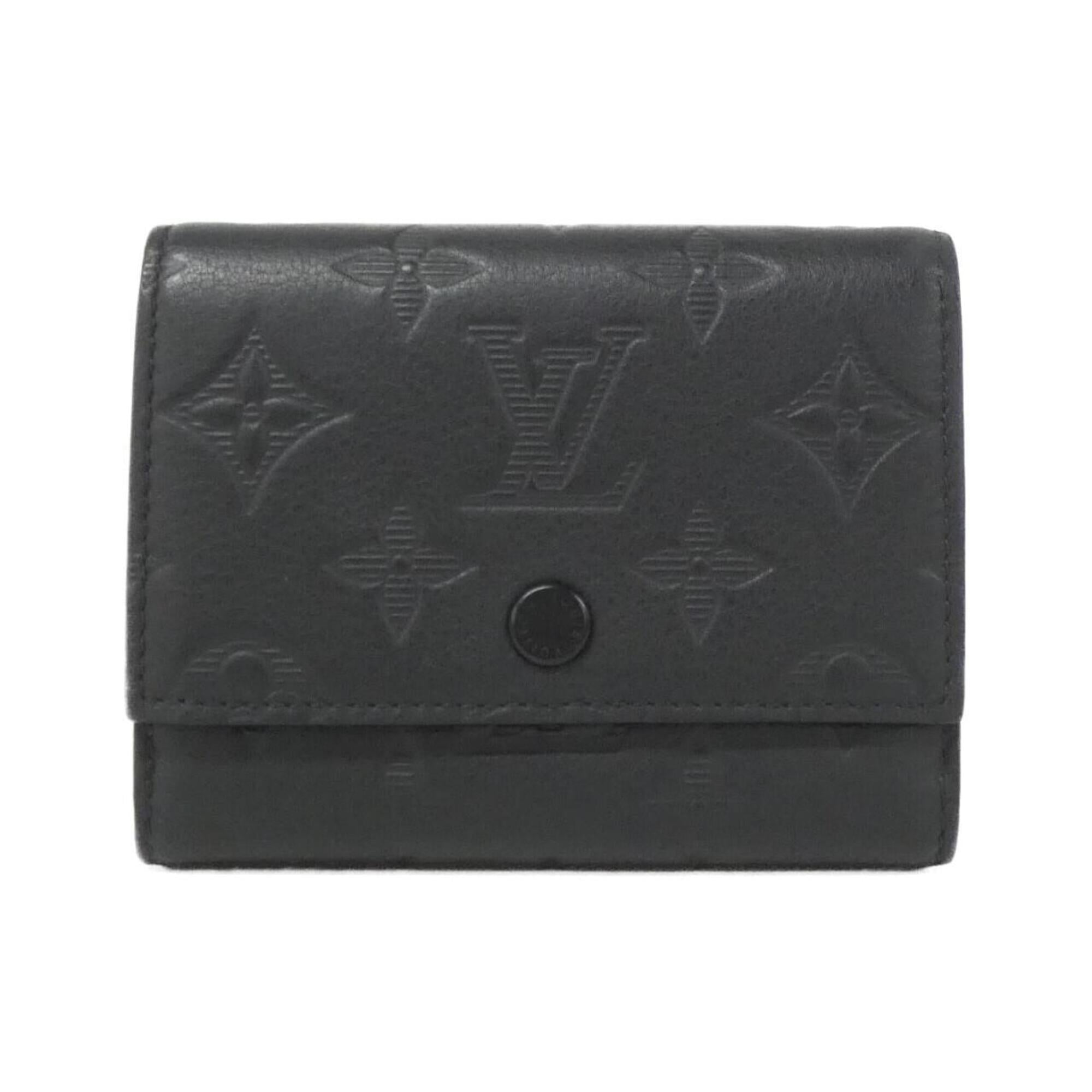 Louis Vuitton Monogram Shadow Black Leather Wallet (Tri-Fold) (Pre-Owned)