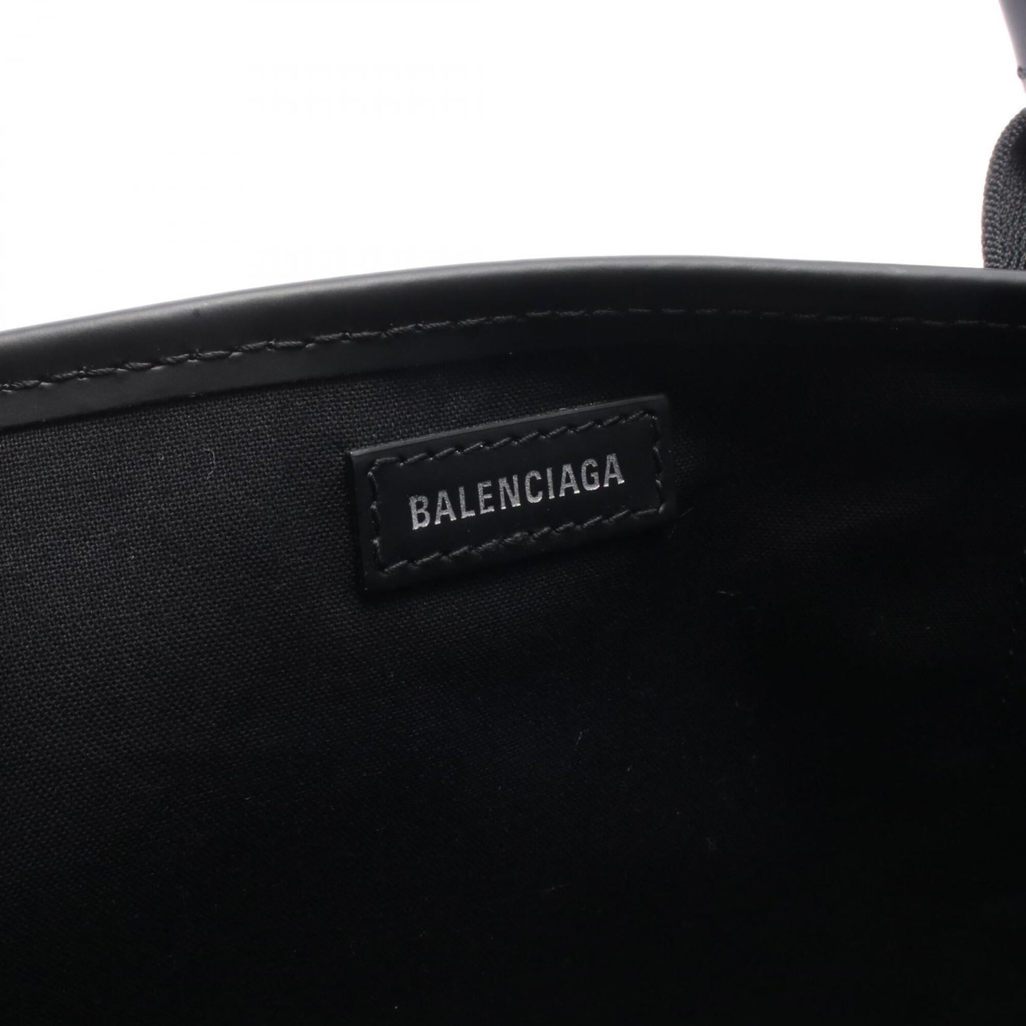 Balenciaga Black Ivory Canvas Leather Handbag (Pre-Owned)