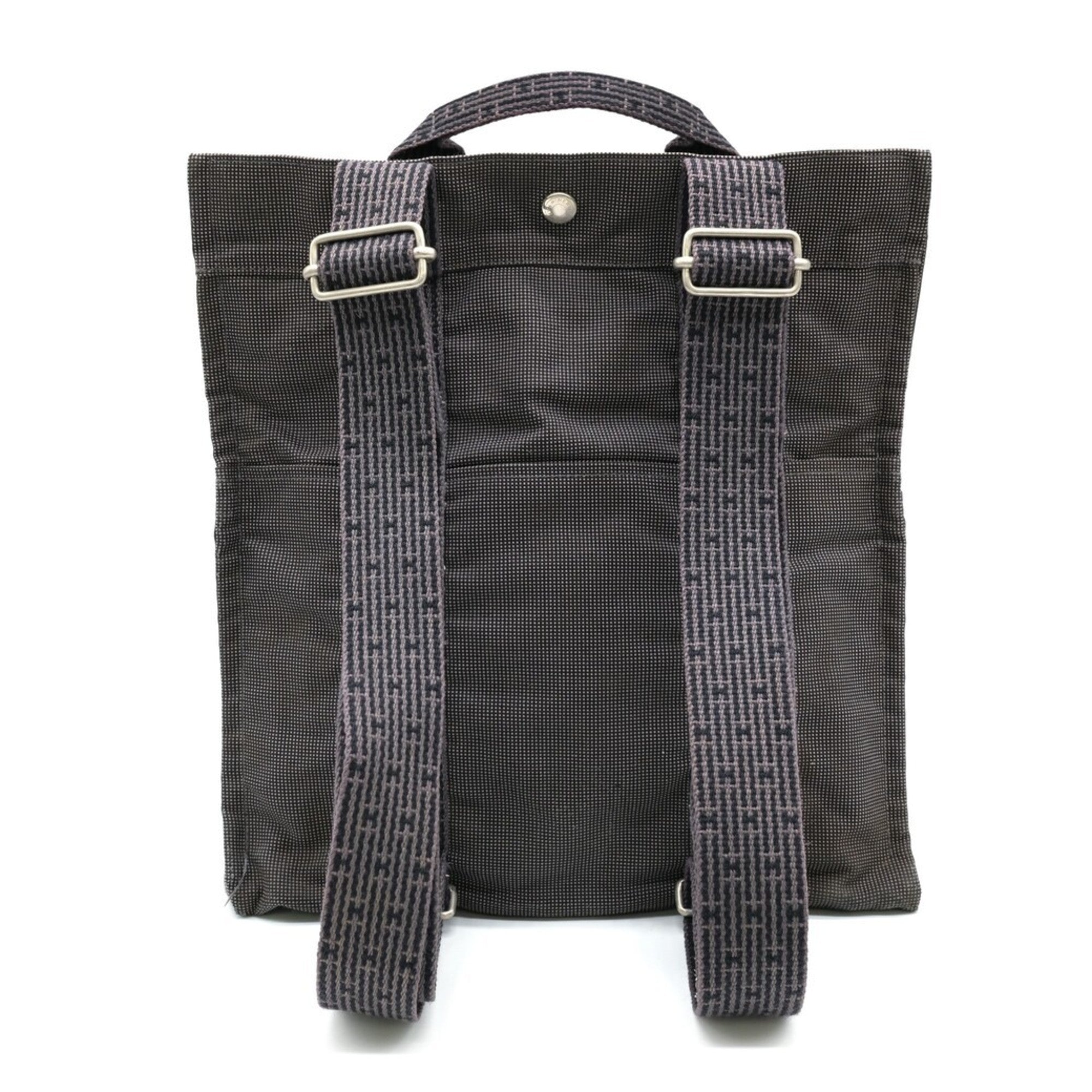 Hermes Gray Nylon Canvas Backpack (Pre-Owned)