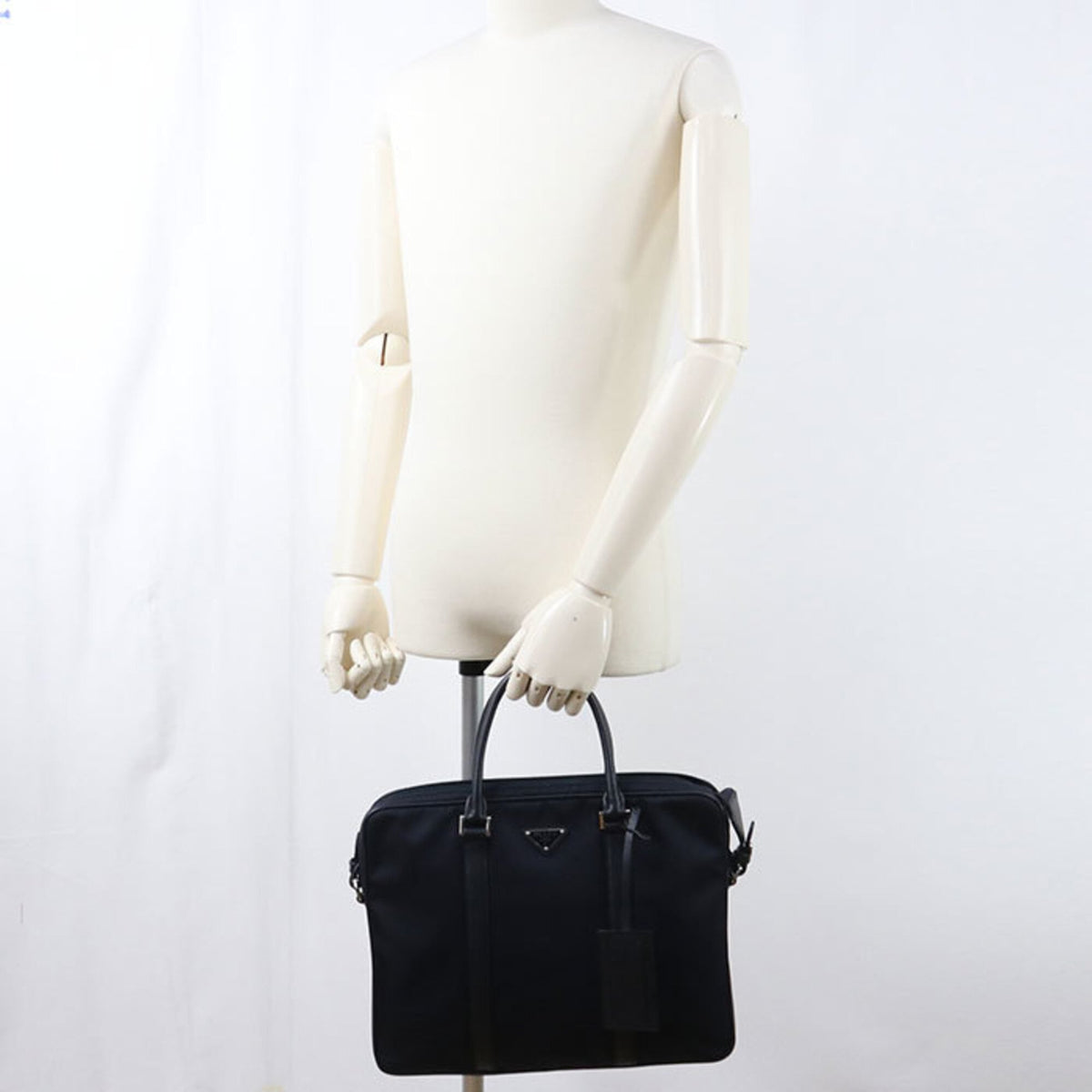 Prada Navy Nylon Leather Briefcase (Pre-Owned)