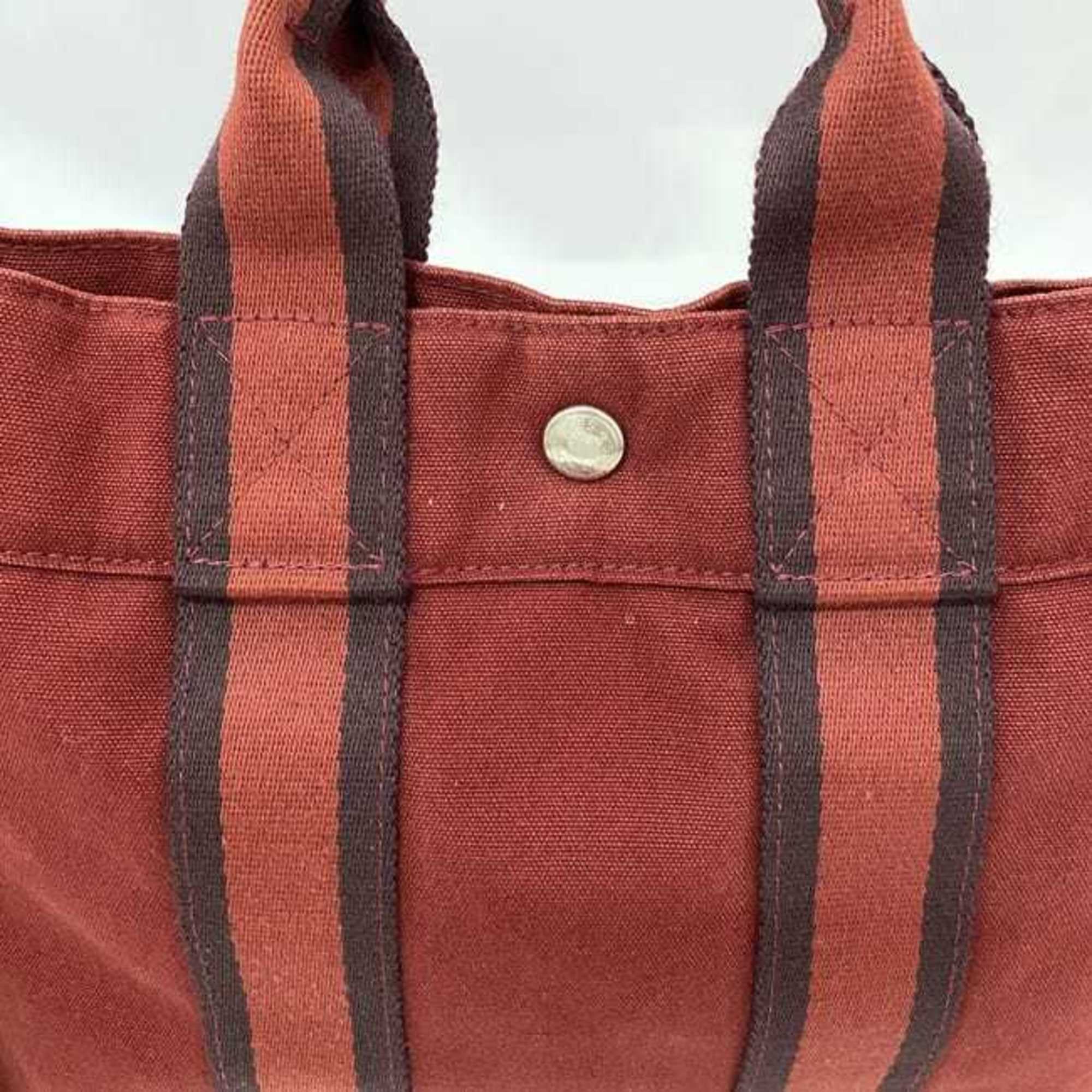 Hermes Red Color Canvas Handbag (Pre-Owned)