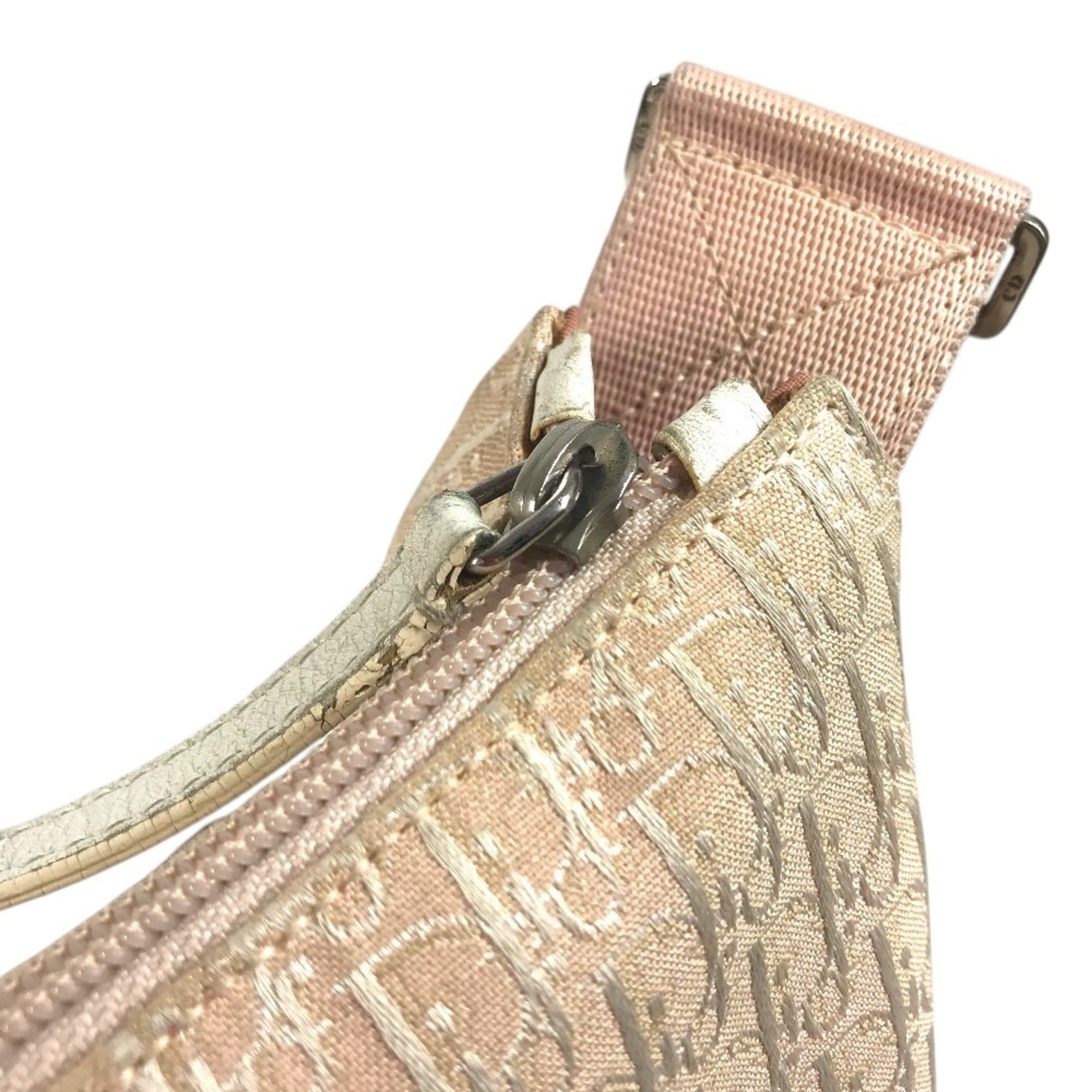 Christian Dior Pink White Yellow Leather Canvas Shoulder Bag (Pre-Owned)