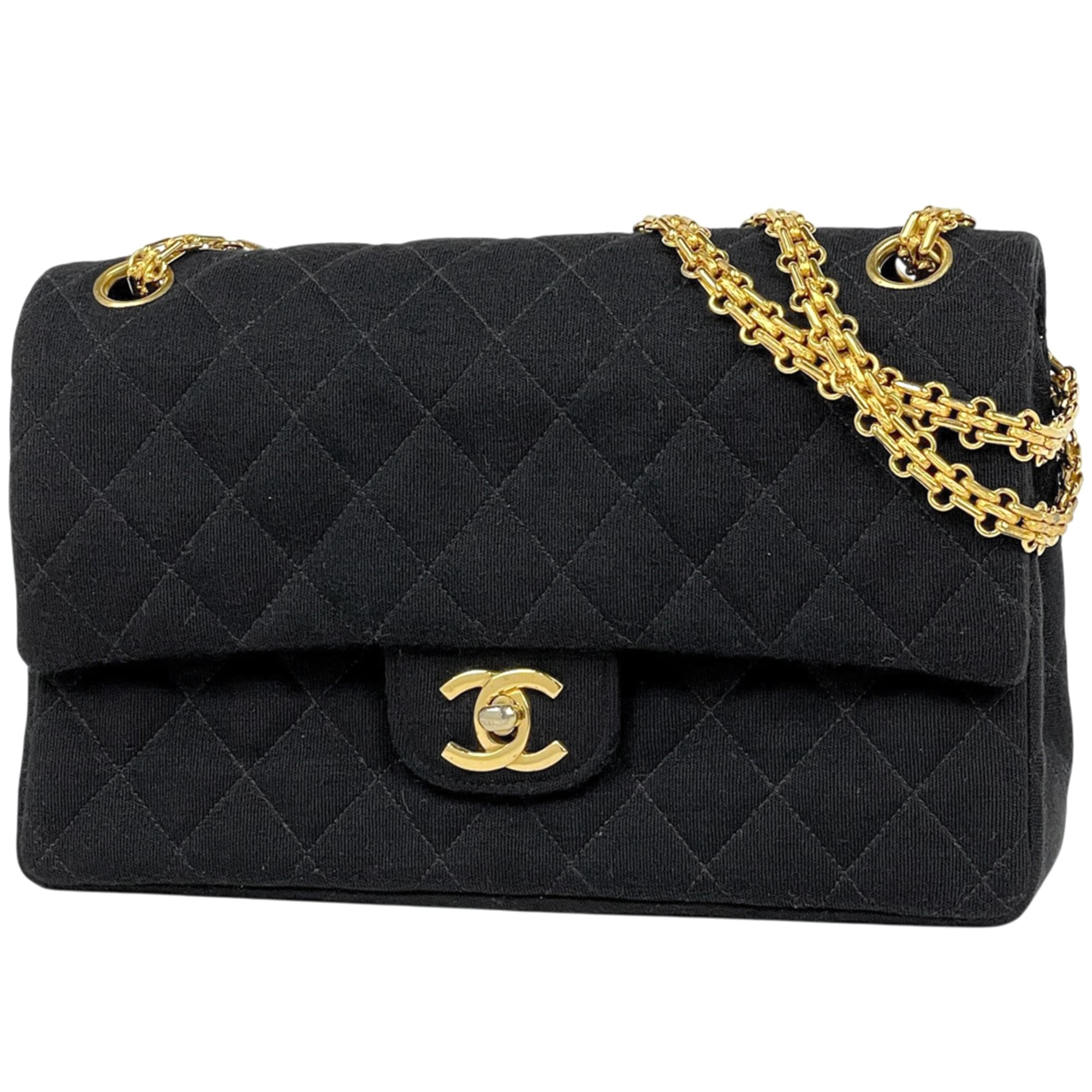 Chanel Matelasse Black Jersey Shoulder Bag (Pre-Owned)