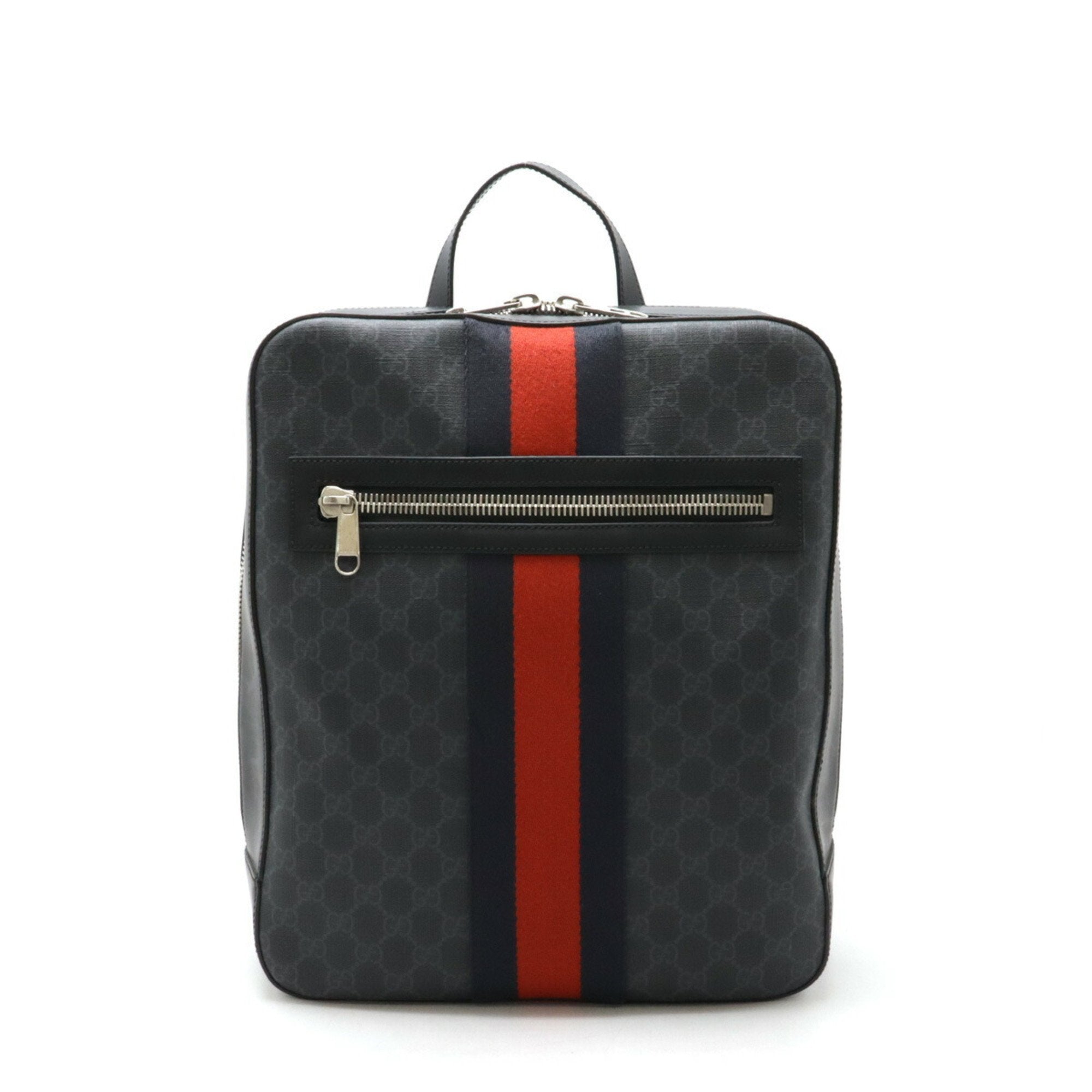 Gucci Black Dark Gray Navy Red Color Pvc Leather Backpack (Pre-Owned)