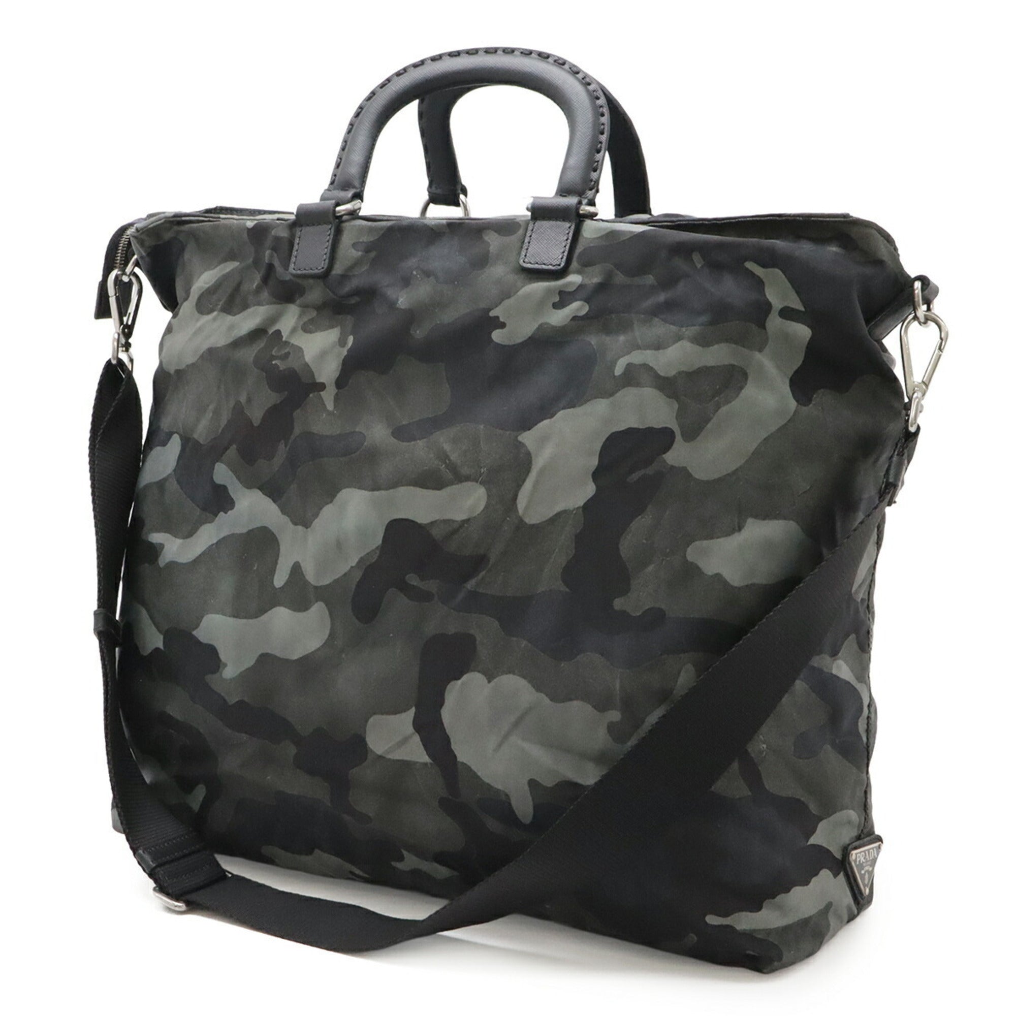 Prada Black Camouflage Green Multi-Color Nylon Shoulder Bag Tote Bag (Pre-Owned)