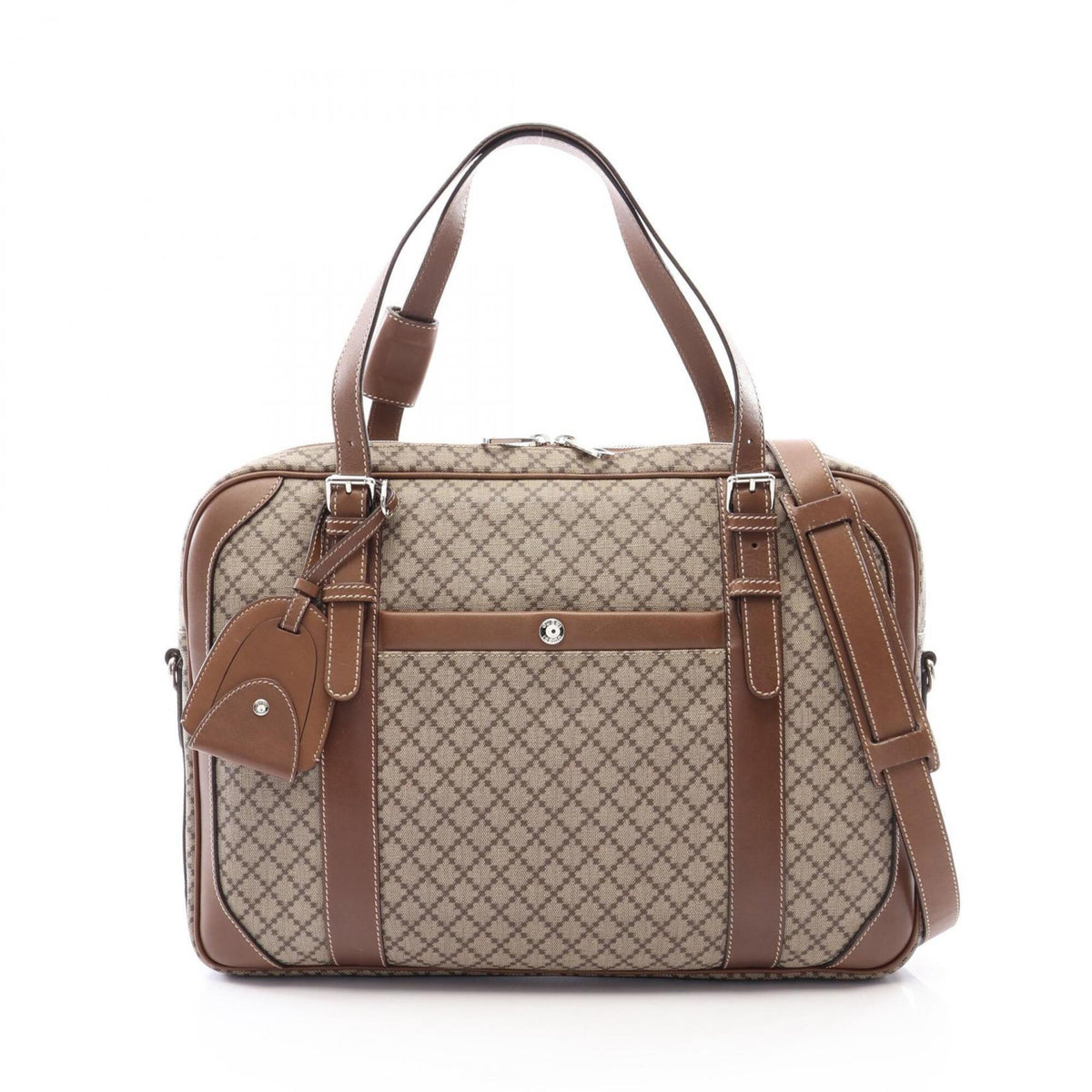 Gucci Beige Brown Coated Canvas Leather Briefcase Handbag (Pre-Owned)