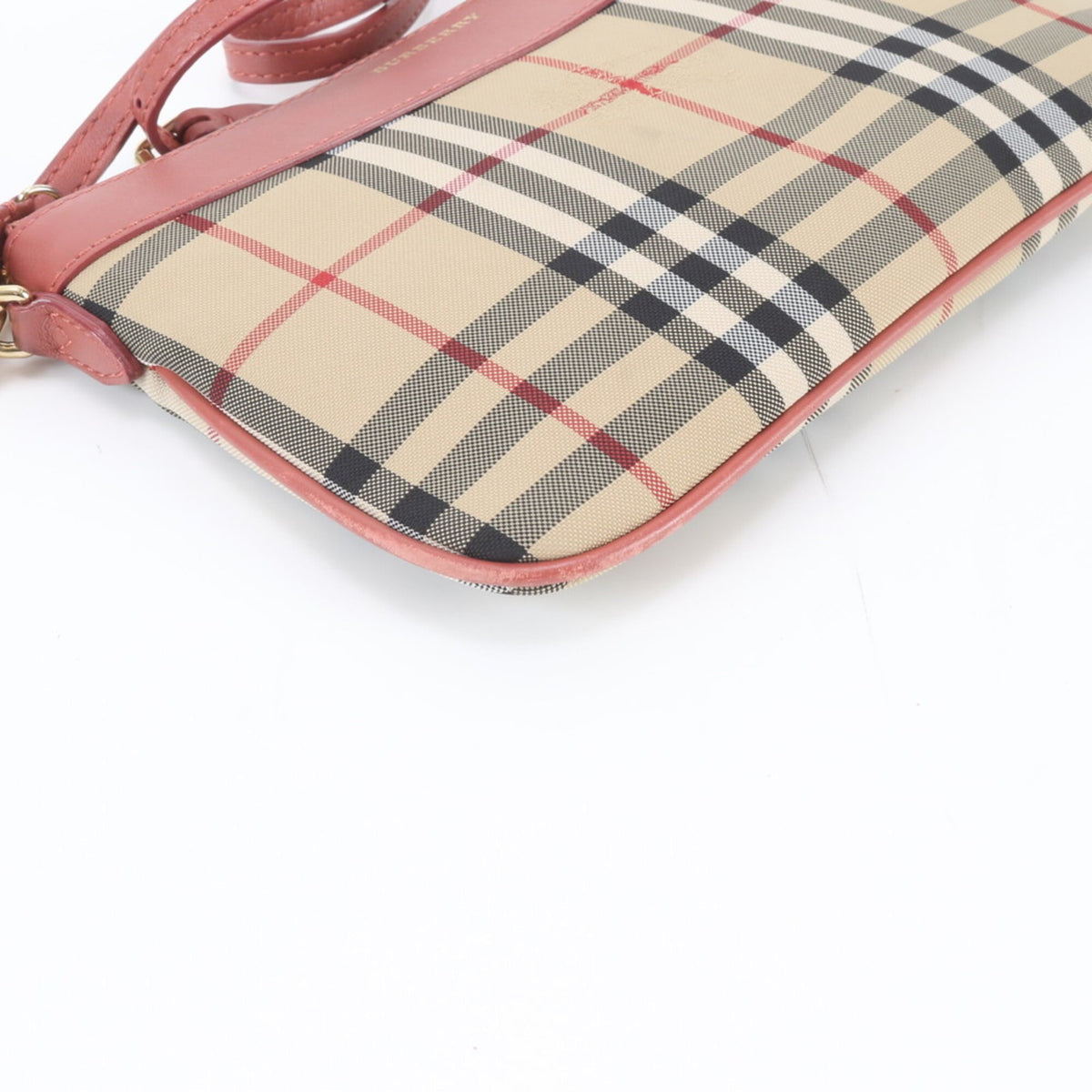 Burberry Beige Pink Leather Nylon Shoulder Bag (Pre-Owned)