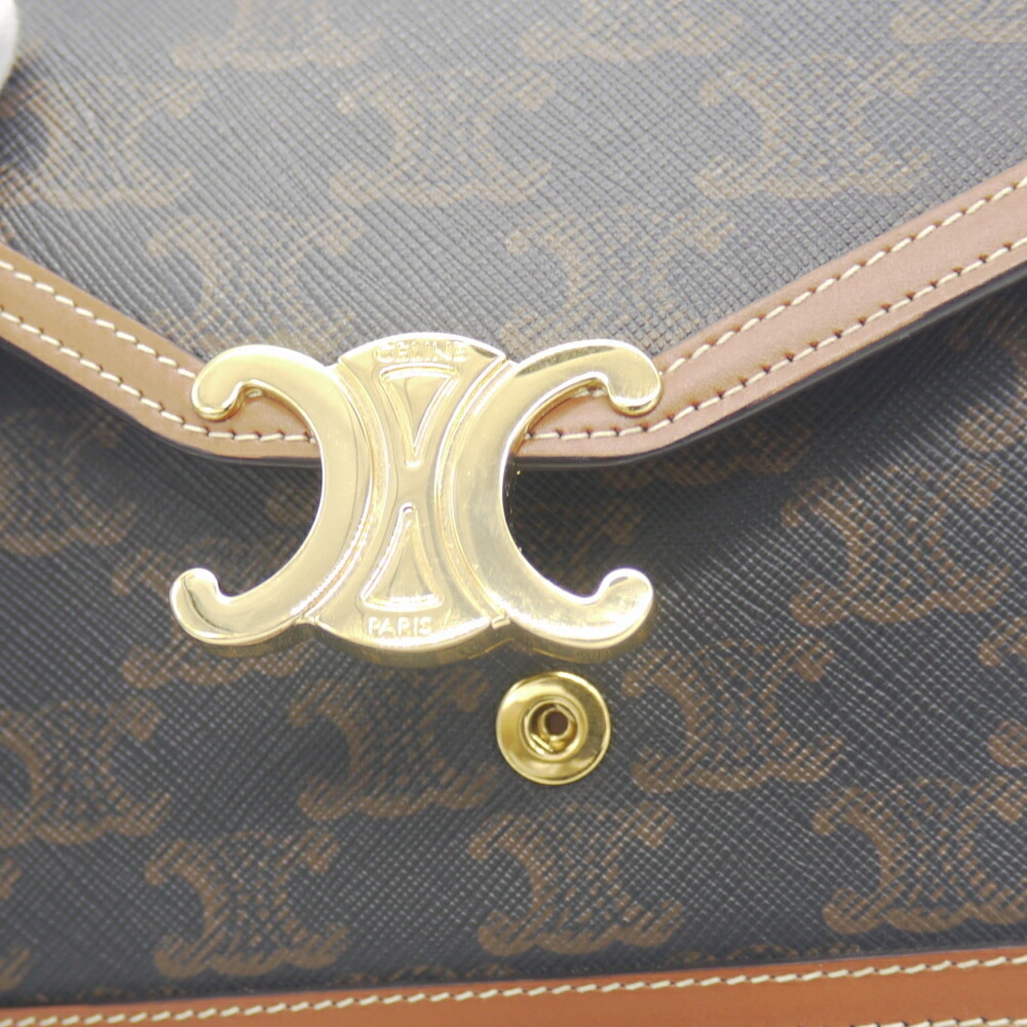 Celine Brown Canvas Leather Shoulder Bag (Pre-Owned)