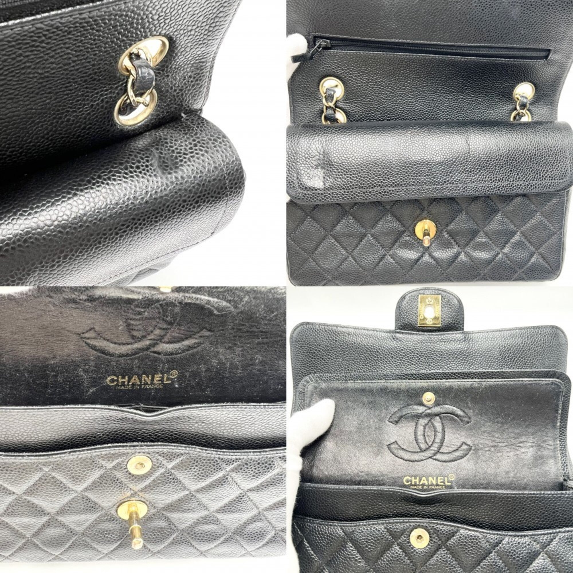 Chanel Matelasse Black Grained Calfskin Shoulder Bag (Pre-Owned)