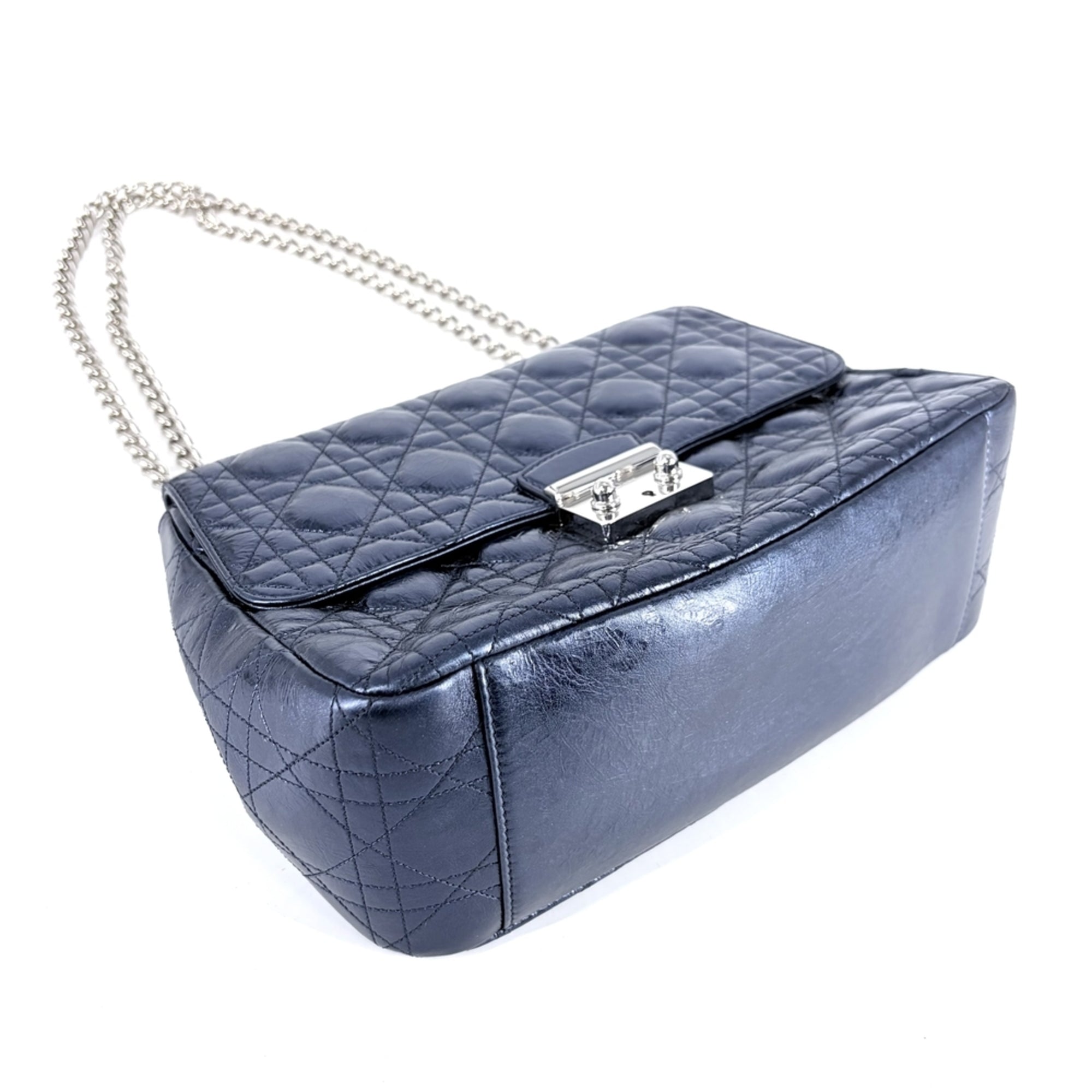 Christian Dior Blue Metallic Leather Handbag Shoulder Bag (Pre-Owned)