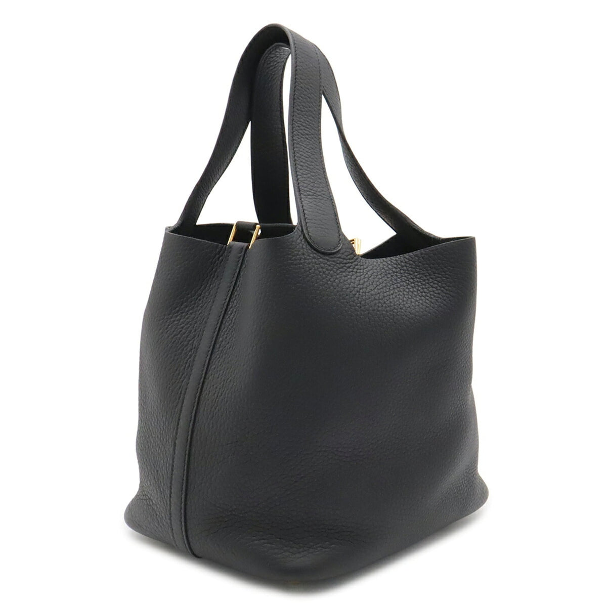 Hermes Black Taurillon Clemence Leather Handbag Tote Bag (Pre-Owned)