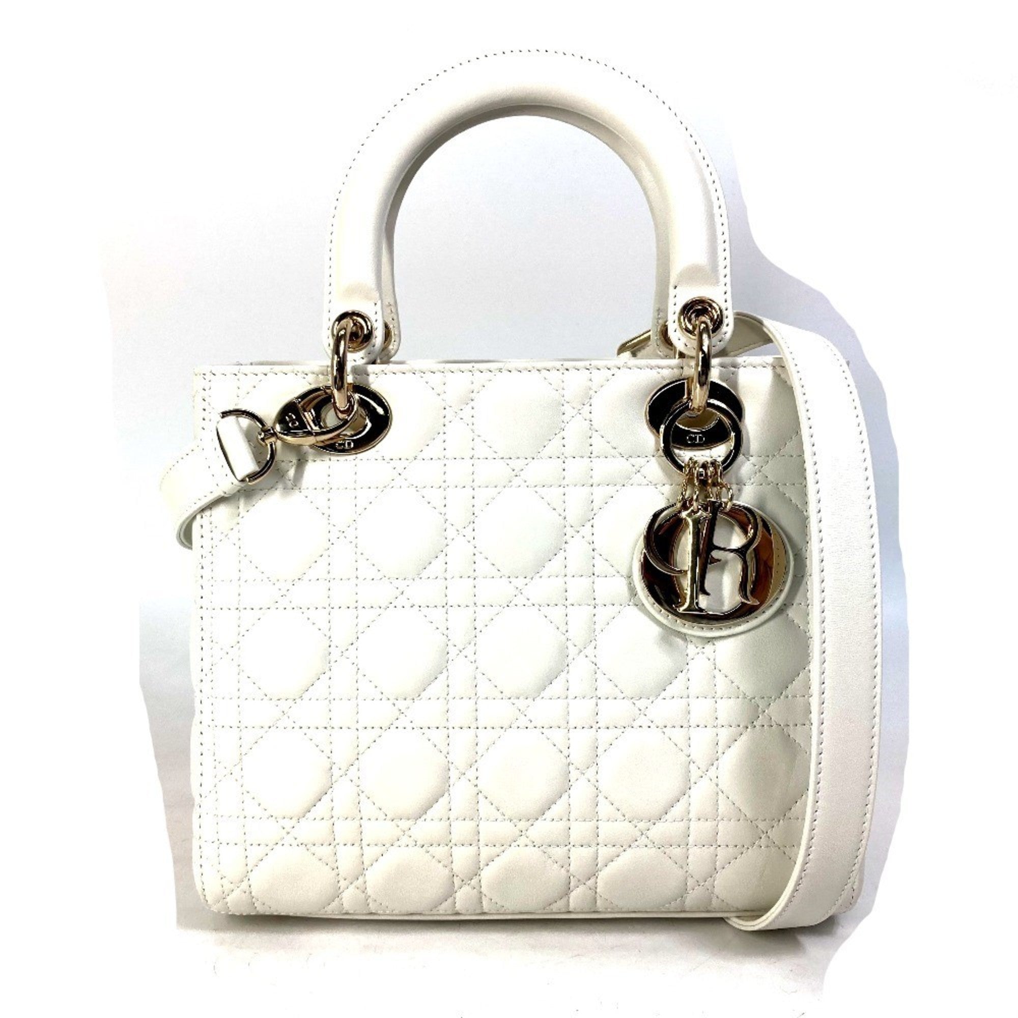 Christian Dior White Leather Handbag Shoulder Bag (Pre-Owned)