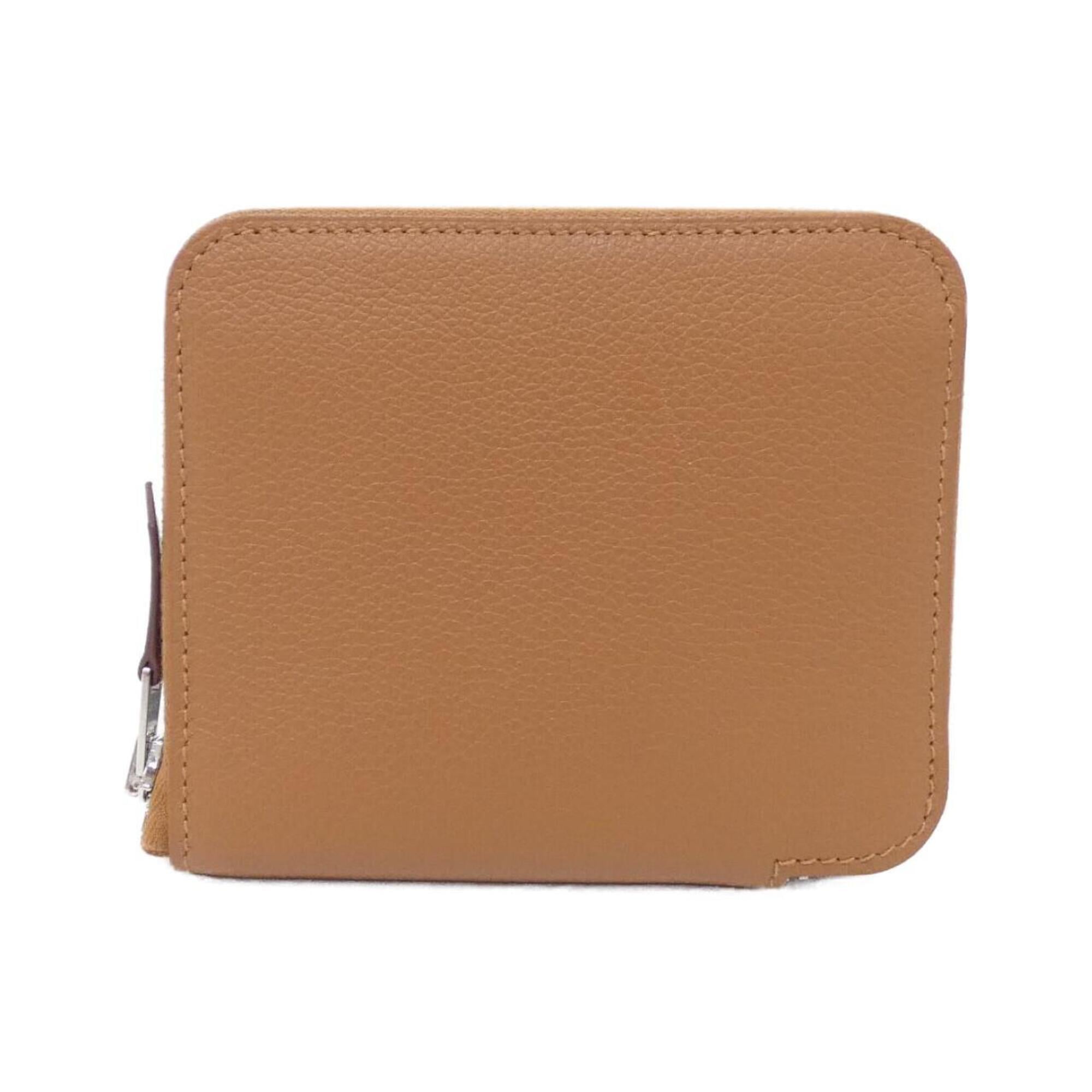 Hermes Gold Etoupe Gray Leather Silk Wallet (Bi-Fold) (Pre-Owned)
