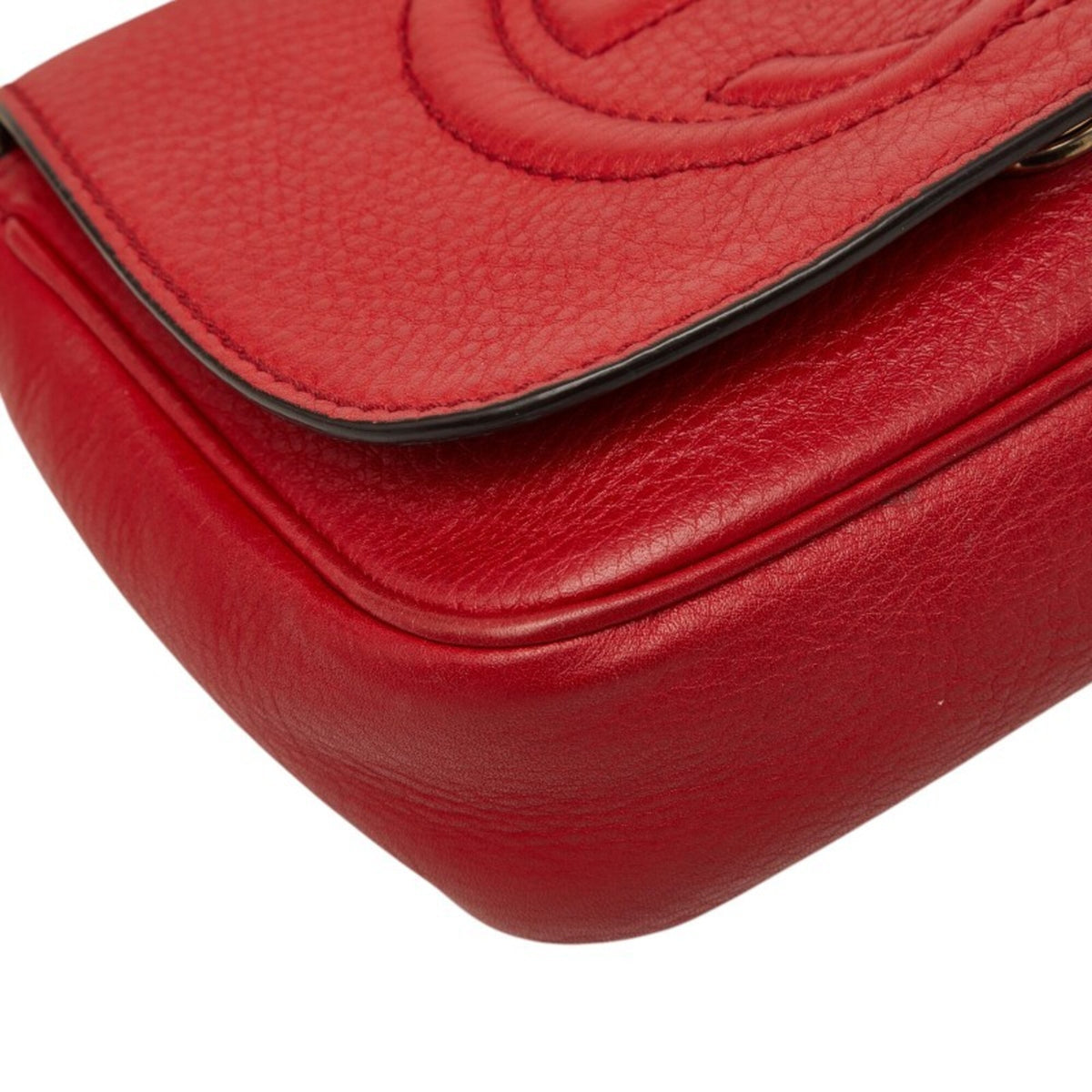Gucci Red Color Leather Shoulder Bag (Pre-Owned)