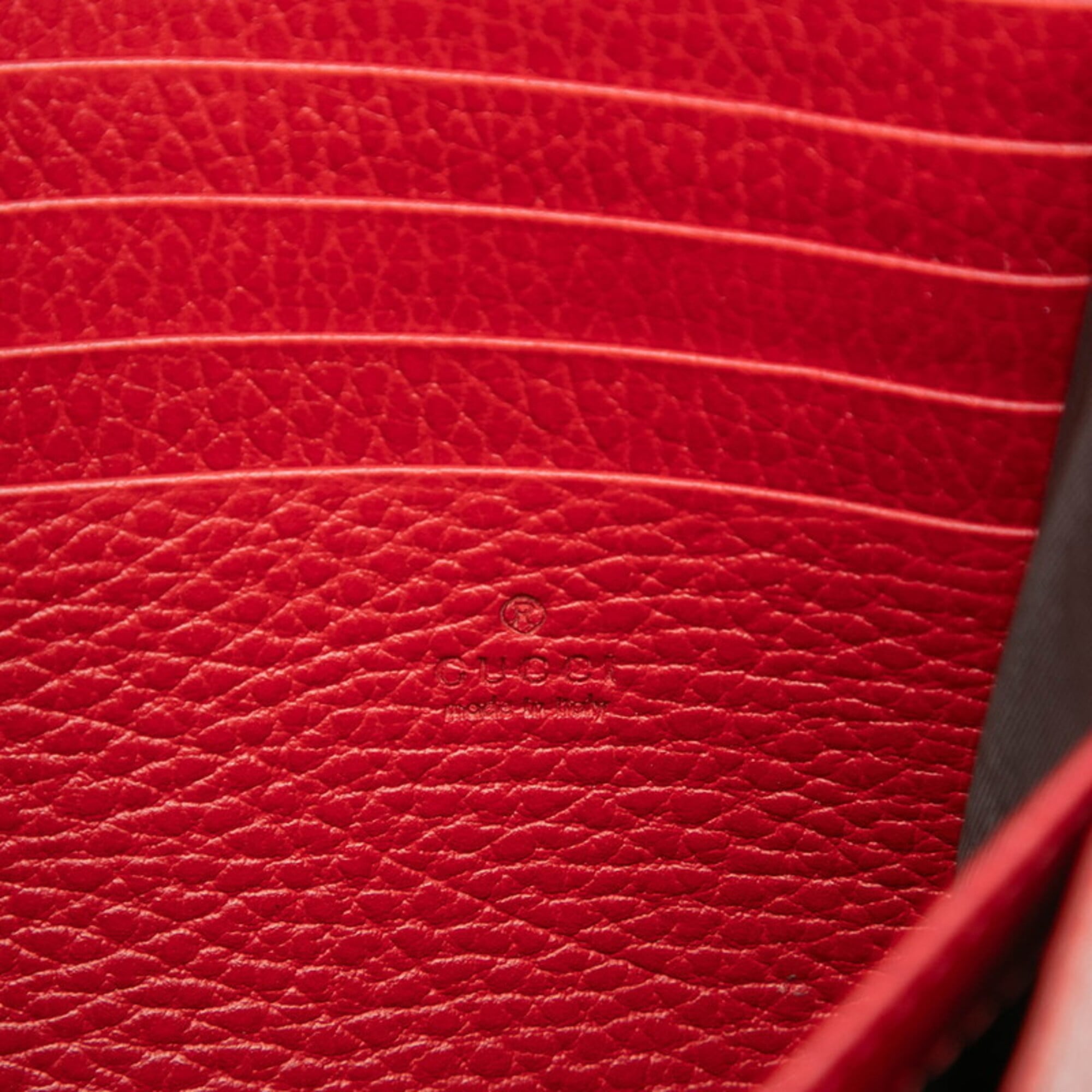 Gucci Red Color Leather Shoulder Bag (Pre-Owned)