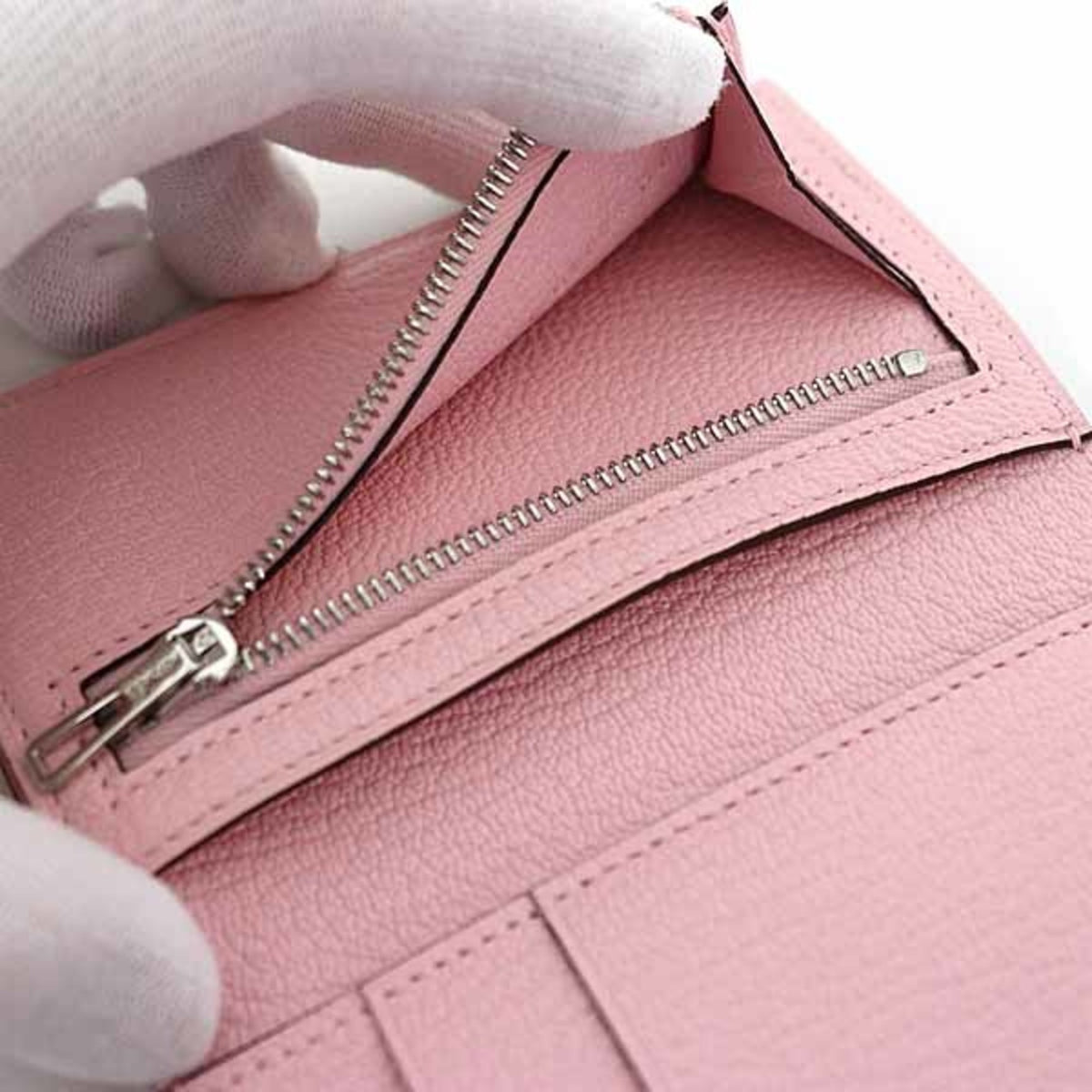 Hermes Pink Chevre Leather Wallet (Tri-Fold) (Pre-Owned)