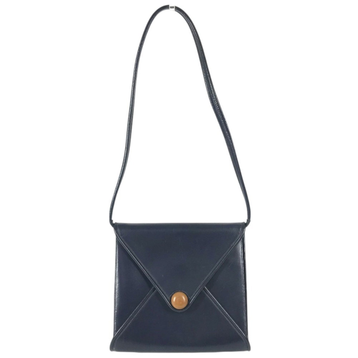 Hermes Navy Leather Shoulder Bag Tote Bag (Pre-Owned)