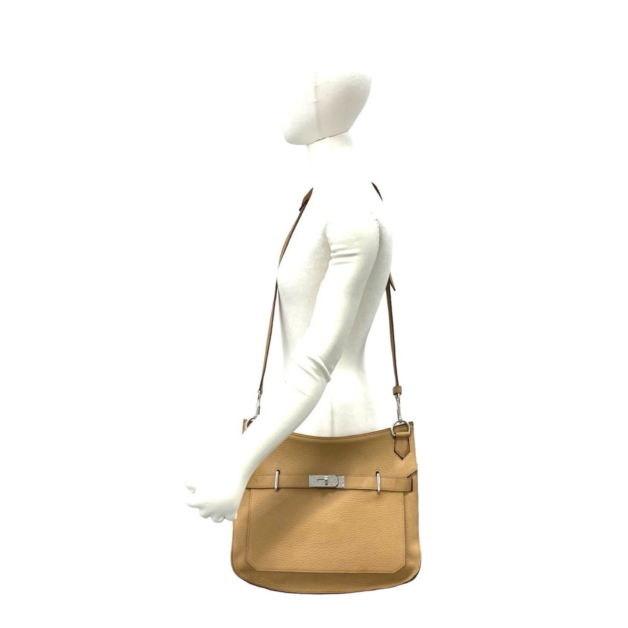 Hermes Beige Taurillon Clemence Leather Shoulder Bag (Pre-Owned)