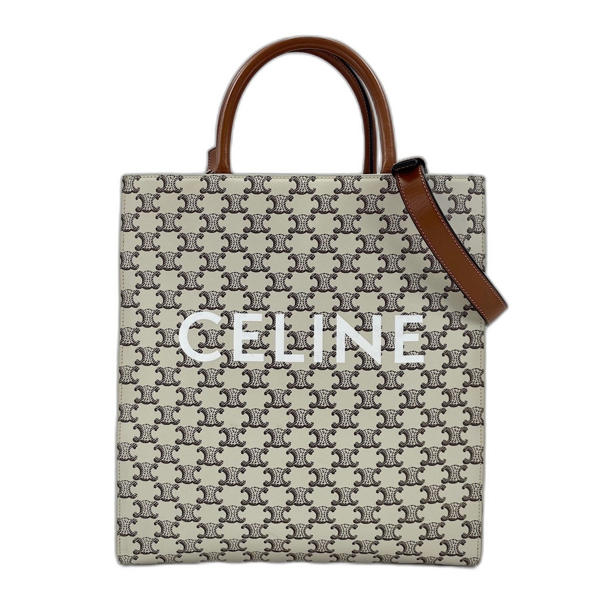 Celine White Handbag Shoulder Bag Tote Bag (Pre-Owned)