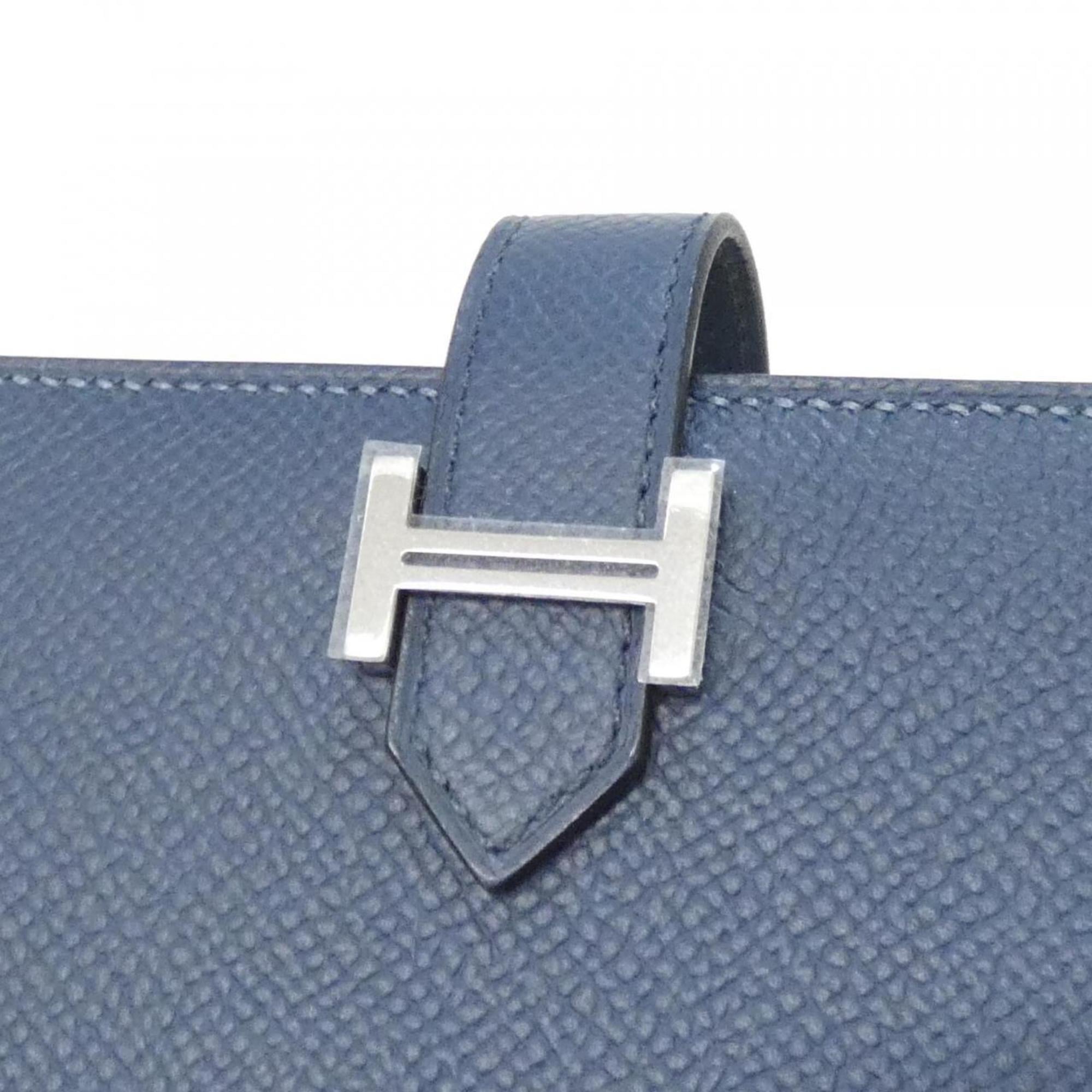 Hermes Blue Epsom Leather Long Wallet (Bi-Fold) (Pre-Owned)