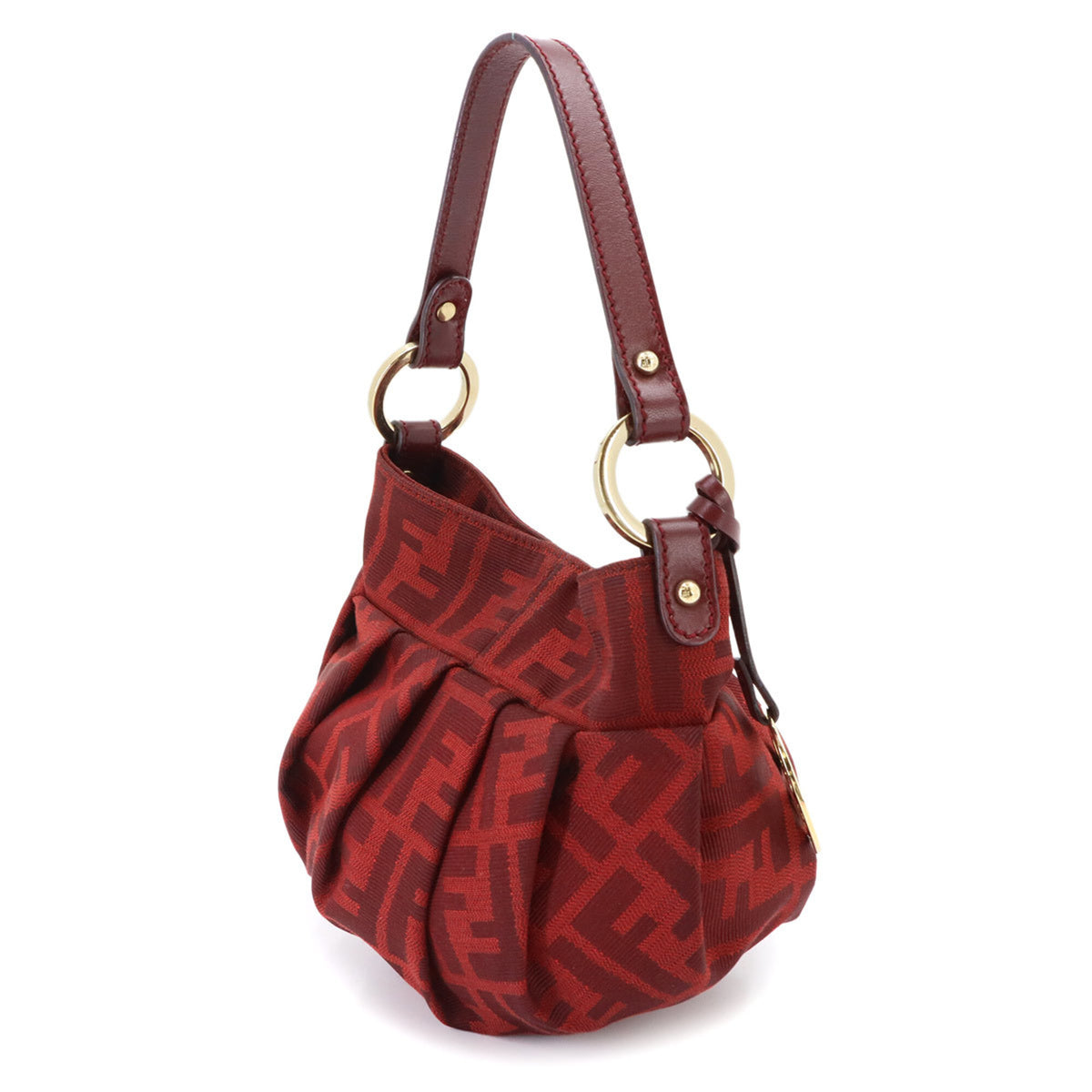 Fendi Red Color Canvas Leather Handbag (Pre-Owned)