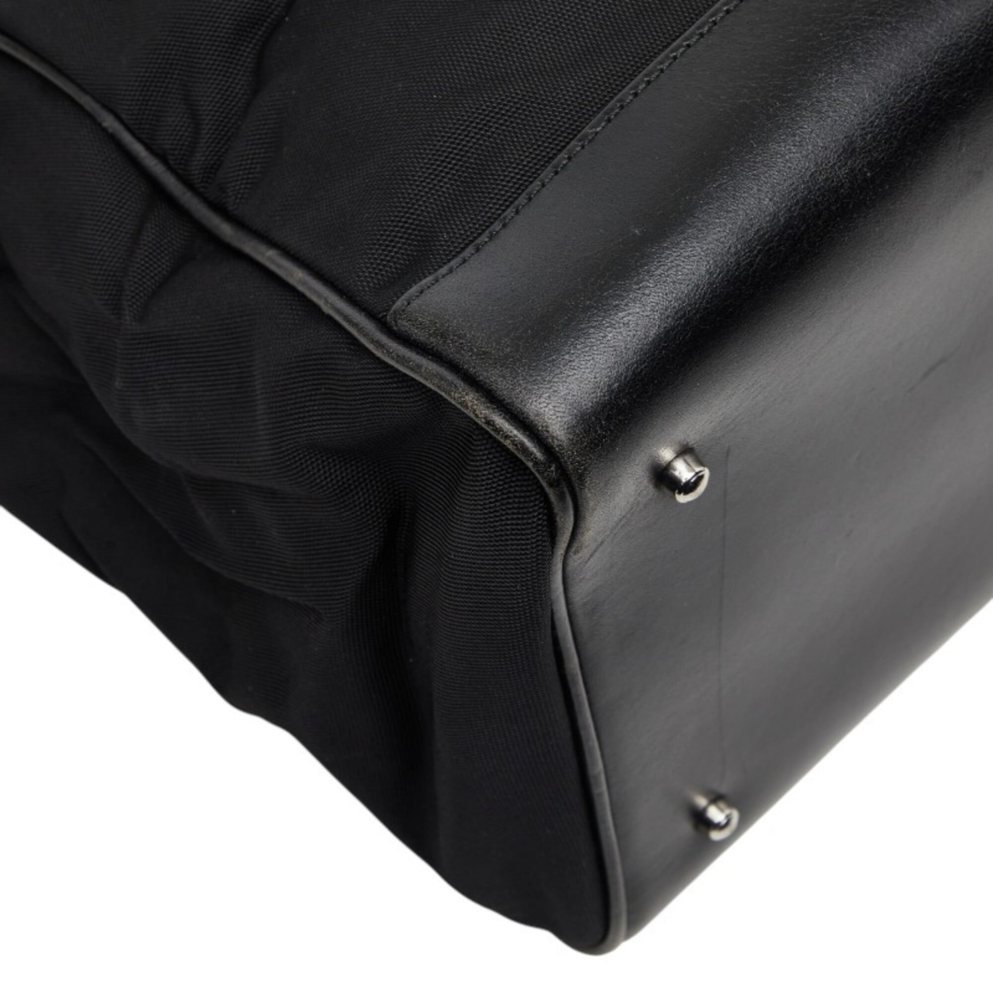 Gucci Black Nylon Canvas Leather Handbag Tote Bag (Pre-Owned)