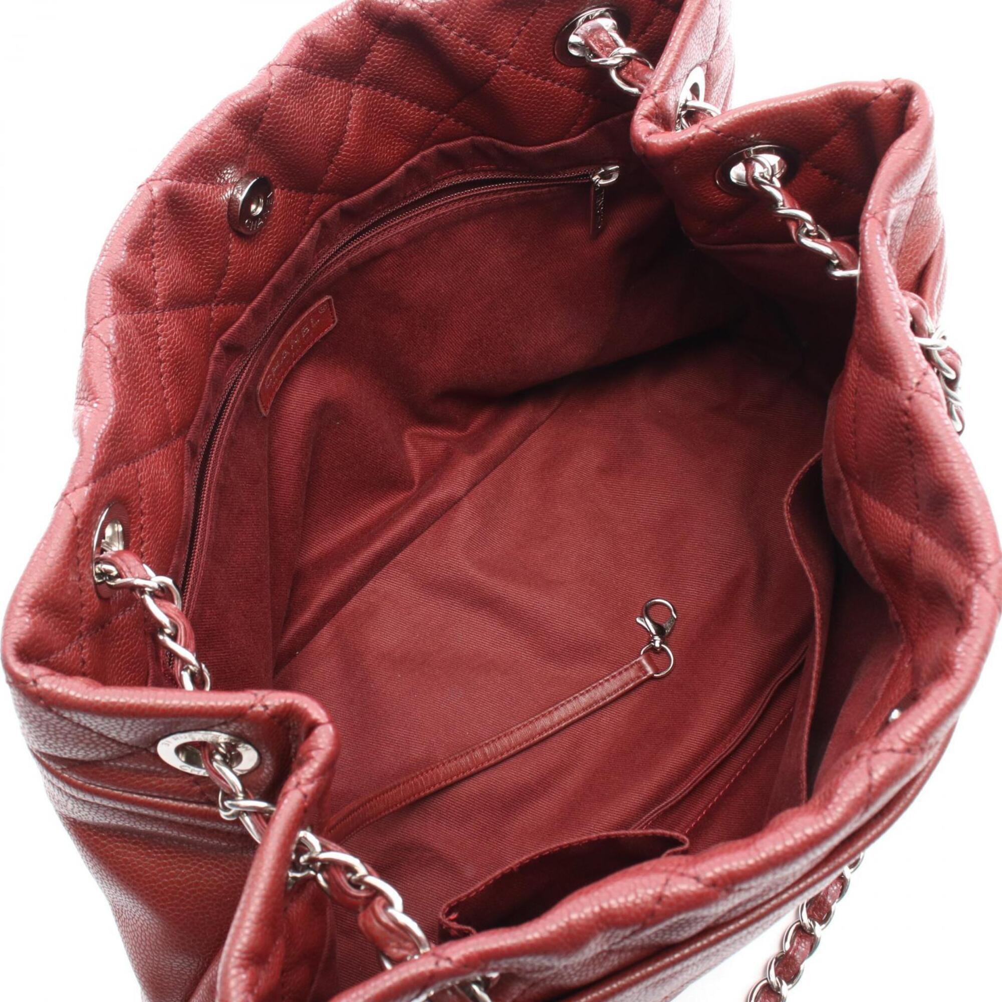 Chanel Bordeaux Grained Calfskin Handbag Tote Bag (Pre-Owned)