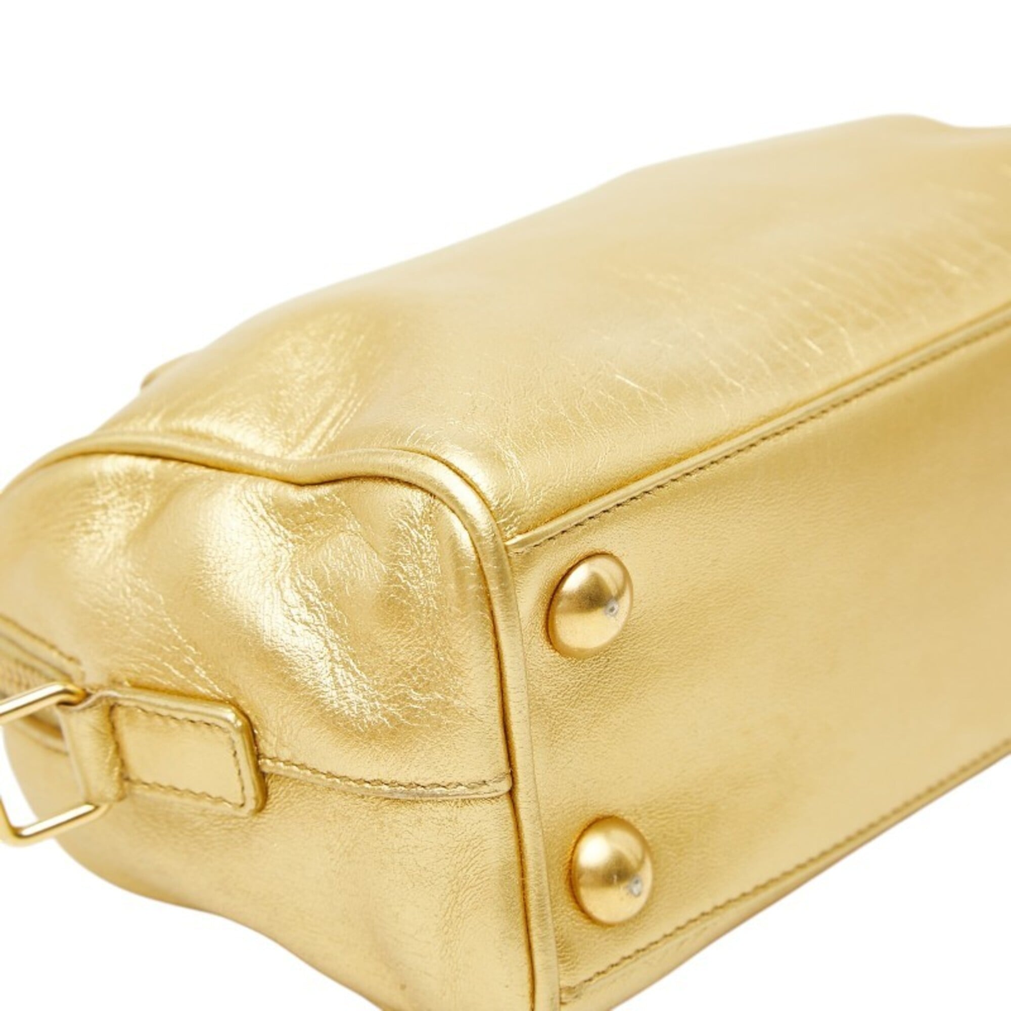 Saint Laurent Gold Leather Handbag Shoulder Bag (Pre-Owned)