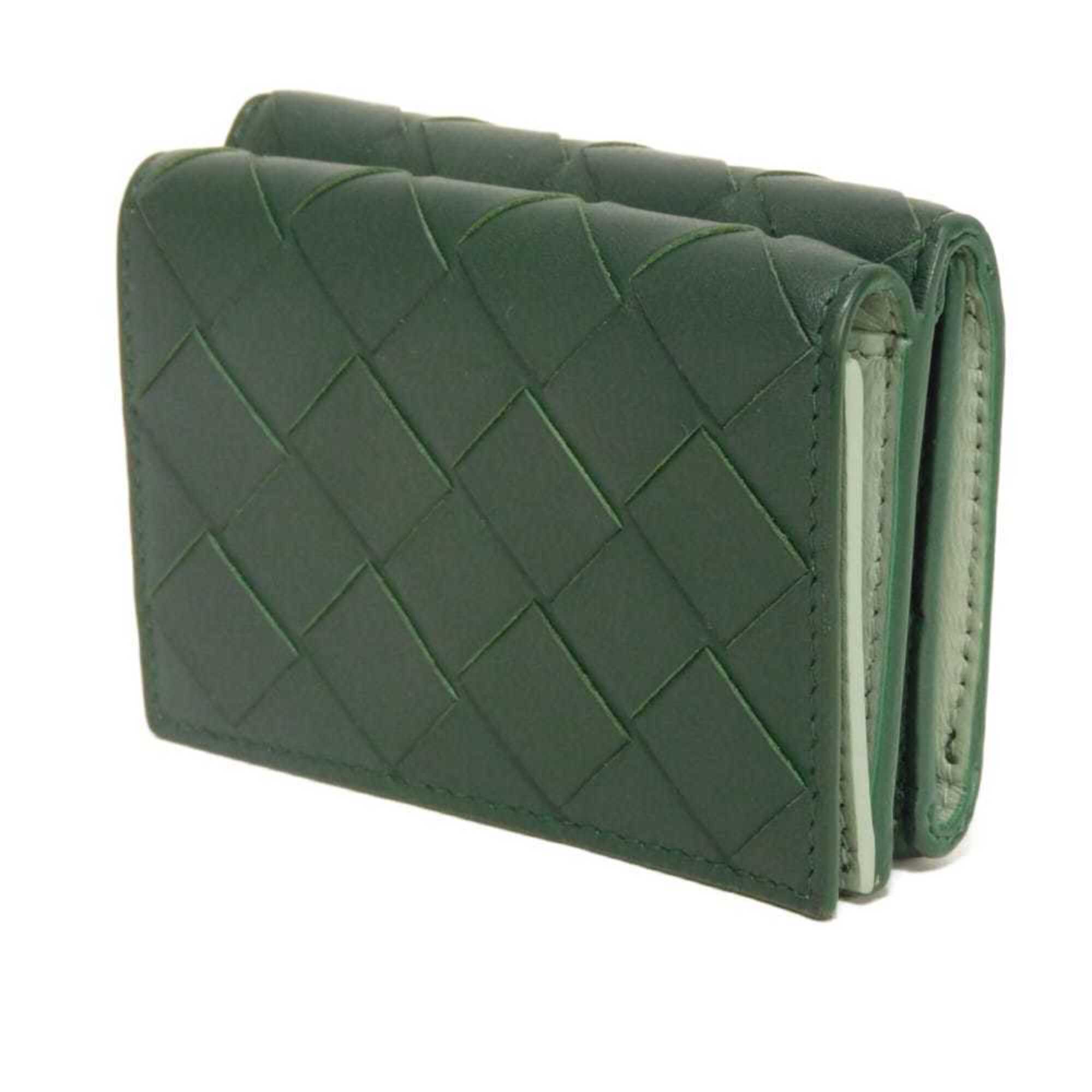 Bottega Veneta Green Intrecciato Wallet (Tri-Fold) (Pre-Owned)
