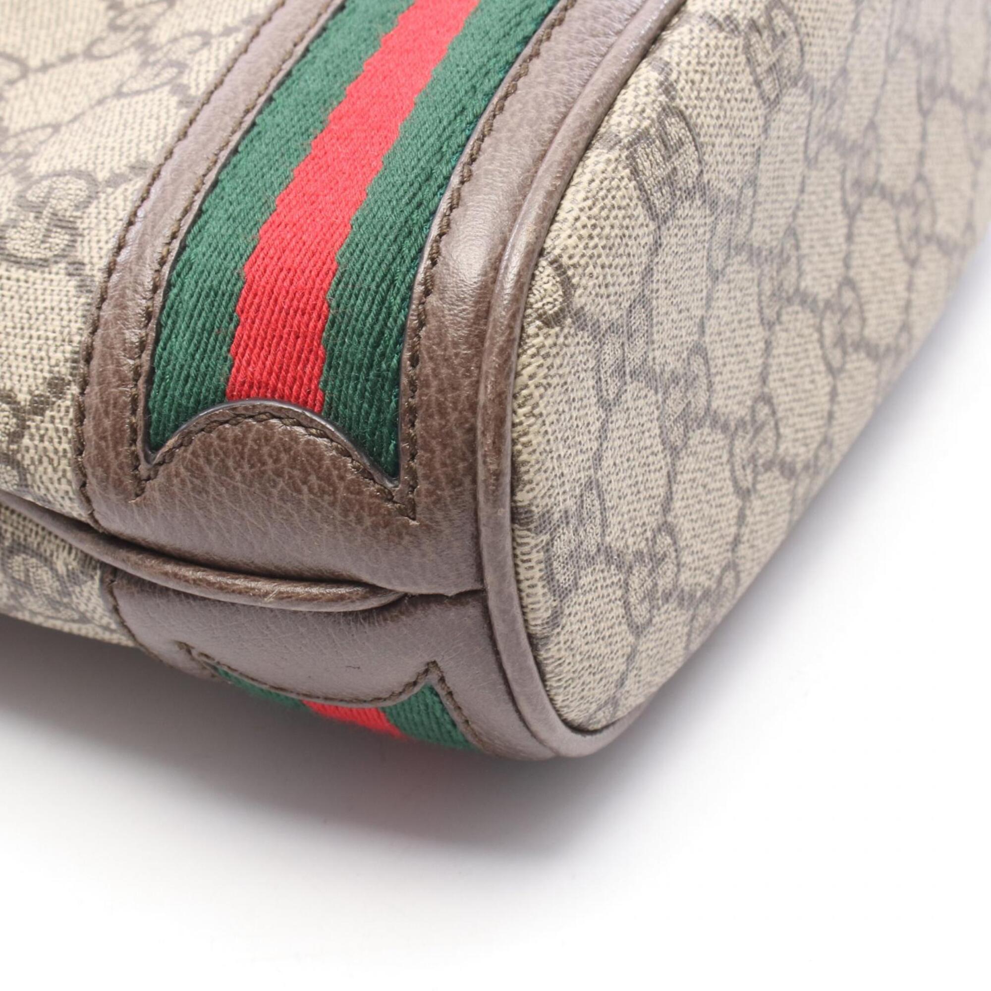 Gucci Beige Brown Pvc Coated Canvas Leather Handbag (Pre-Owned)