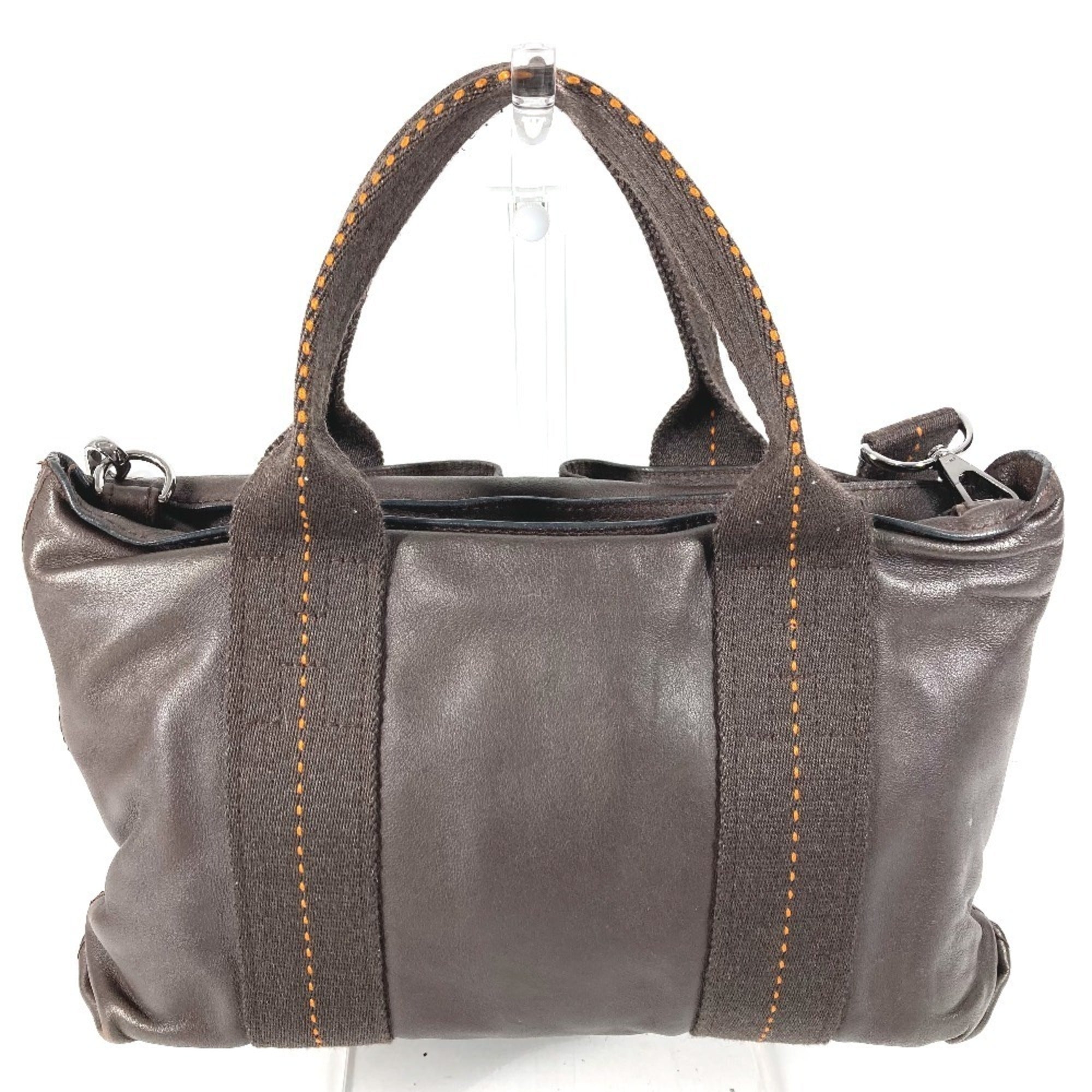 Hermes Caravan Horizontal Brown Orange Leather Handbag Shoulder Bag (Pre-Owned)