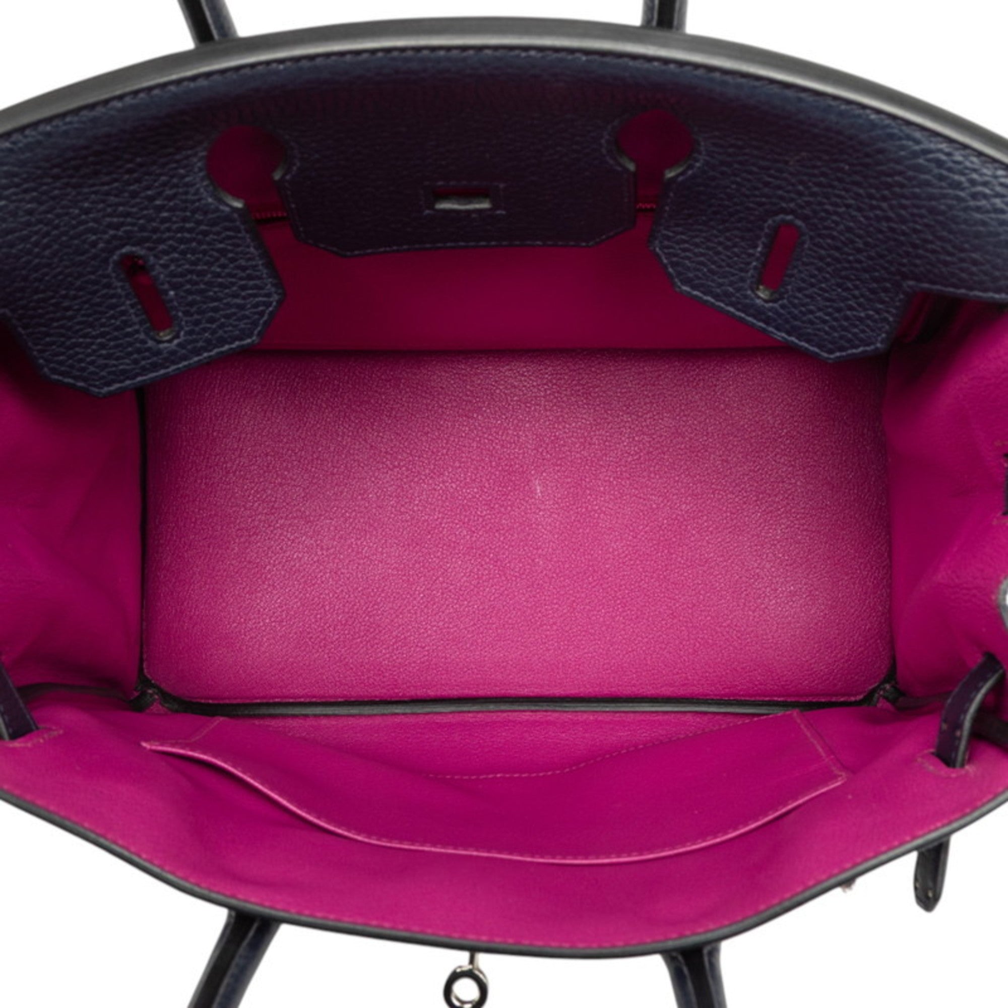 Hermes Blue Nuit Rose Purple Taurillon Clemence Leather Handbag (Pre-Owned)