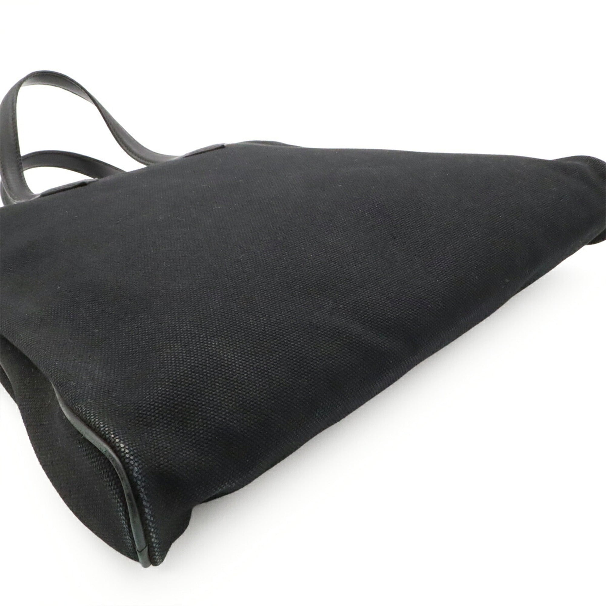 Hermes Black Canvas Handbag Tote Bag (Pre-Owned)