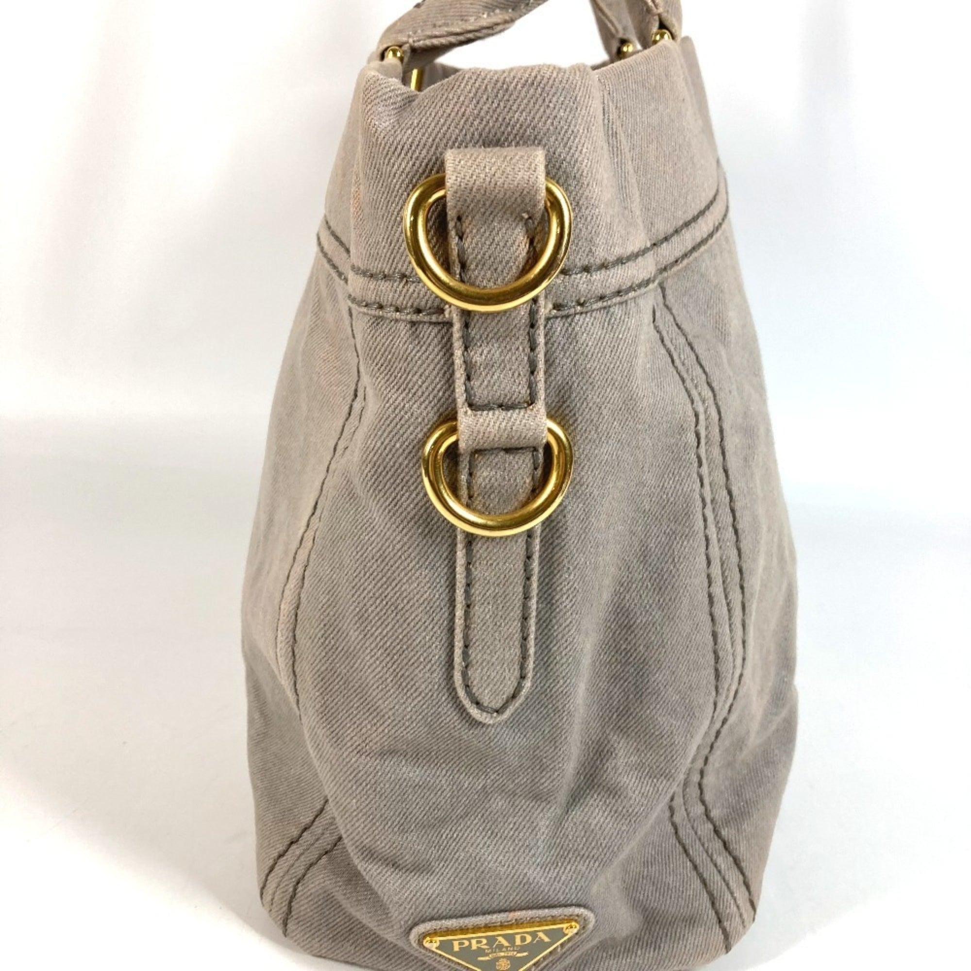 Prada Gray Canvas Handbag Tote Bag (Pre-Owned)