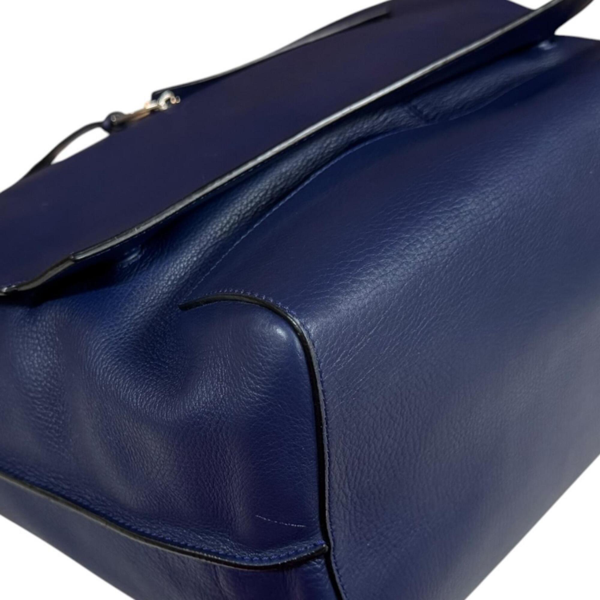 Loewe Anton Navy Leather Messenger Bag Shoulder Bag (Pre-Owned)