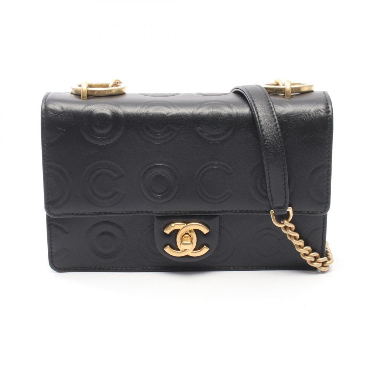 Chanel Black Leather Handbag Shoulder Bag (Pre-Owned)