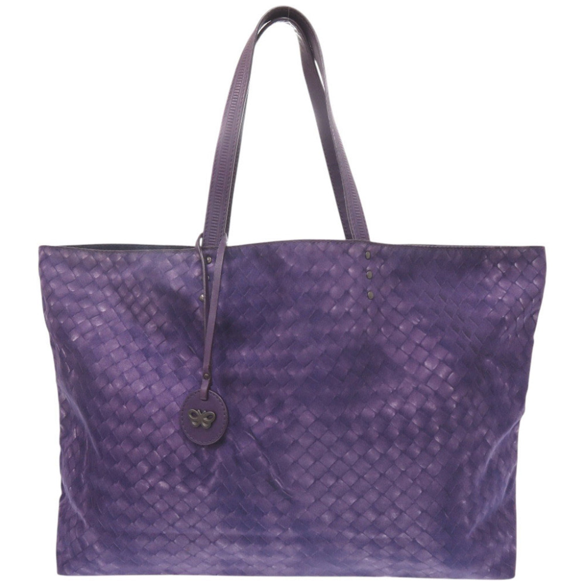 Bottega Veneta Purple Nylon Leather Tote Bag (Pre-Owned)