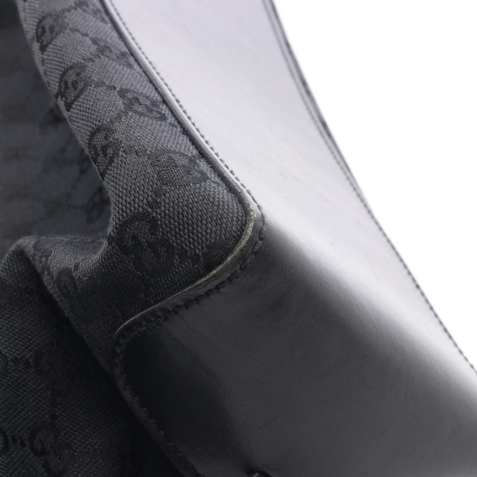 Gucci Black Canvas Leather Handbag Tote Bag (Pre-Owned)